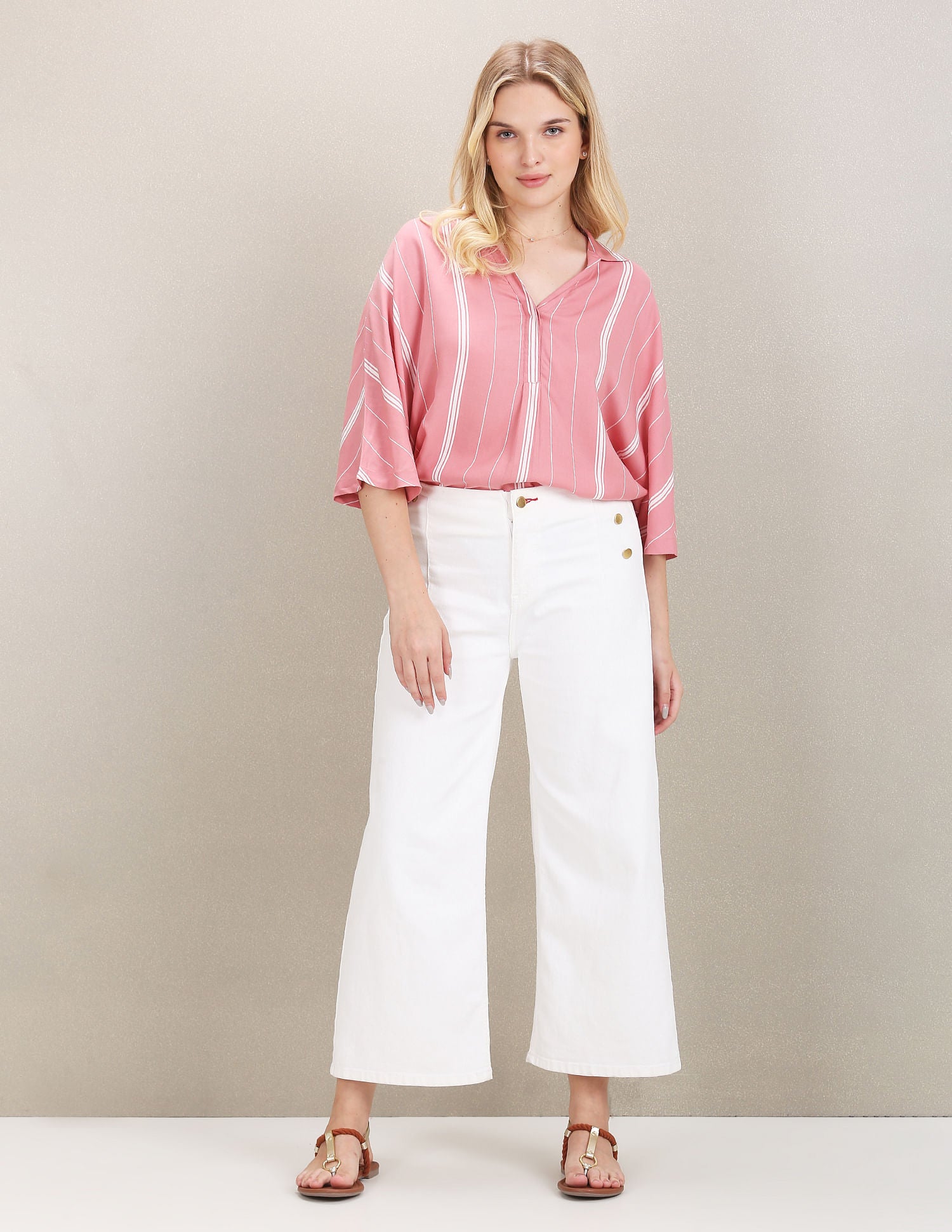 Extended Sleeve Vertical Stripe Top Pink - U.S. POLO ASSN. | Large