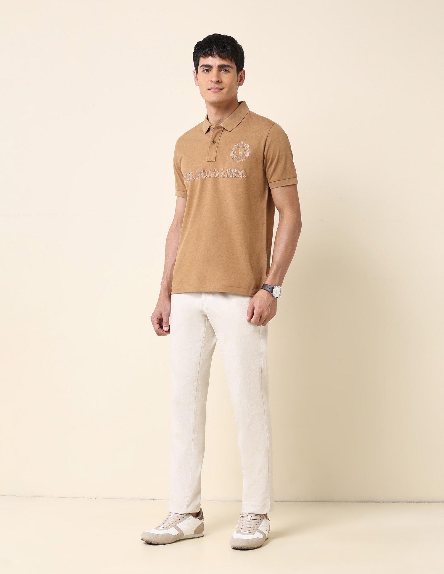 Brand Embroidered Classic Polo Shirt Brown - U.S. Polo Assn. India | Large