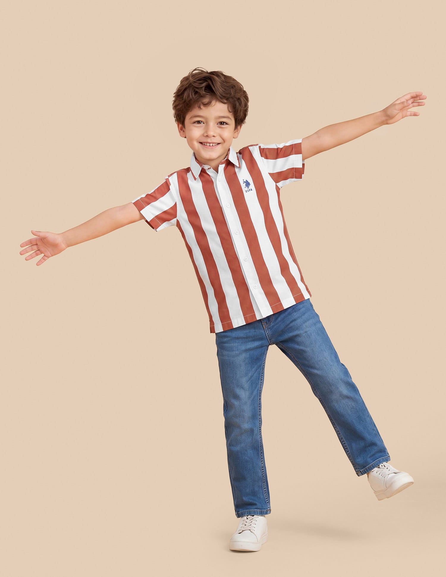 Vertical Striped Regular Fit Shirt Rust - U.S. Polo Assn. India | Large