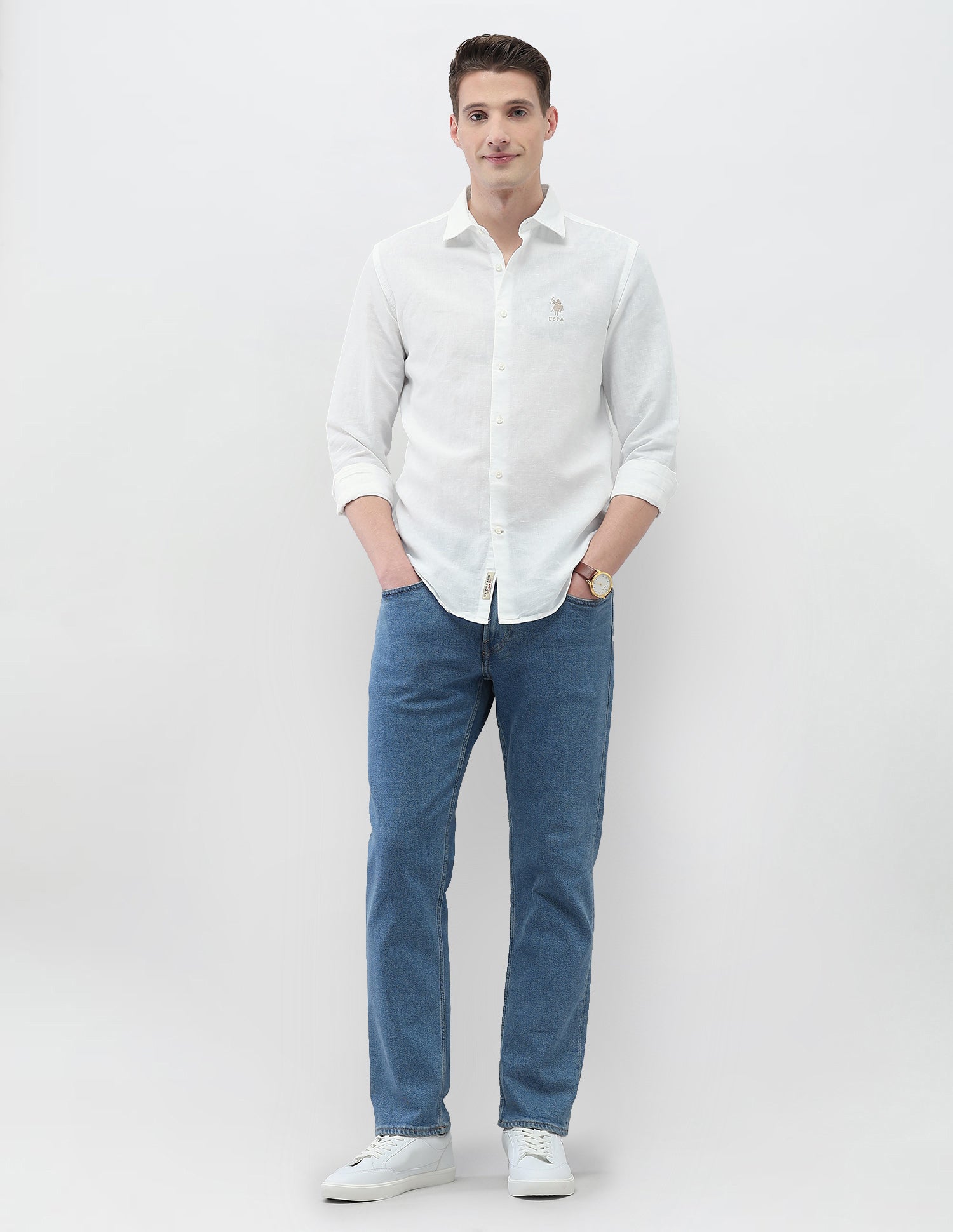 Solid Motel On The Coast Shirt White - U.S. Polo Assn. India | Large