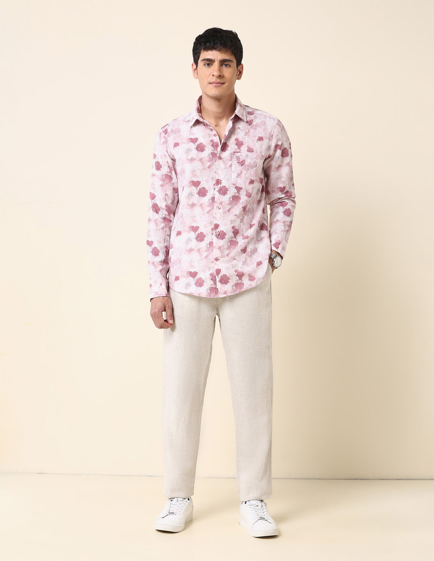 Floral Printed Tailored Fit Shirt Pink - U.S. Polo Assn. India | Large