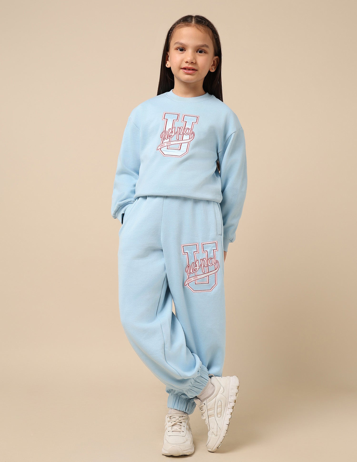 Girls Brand Embroidered Mid Rise Joggers Blue - U.S. POLO ASSN. | Large