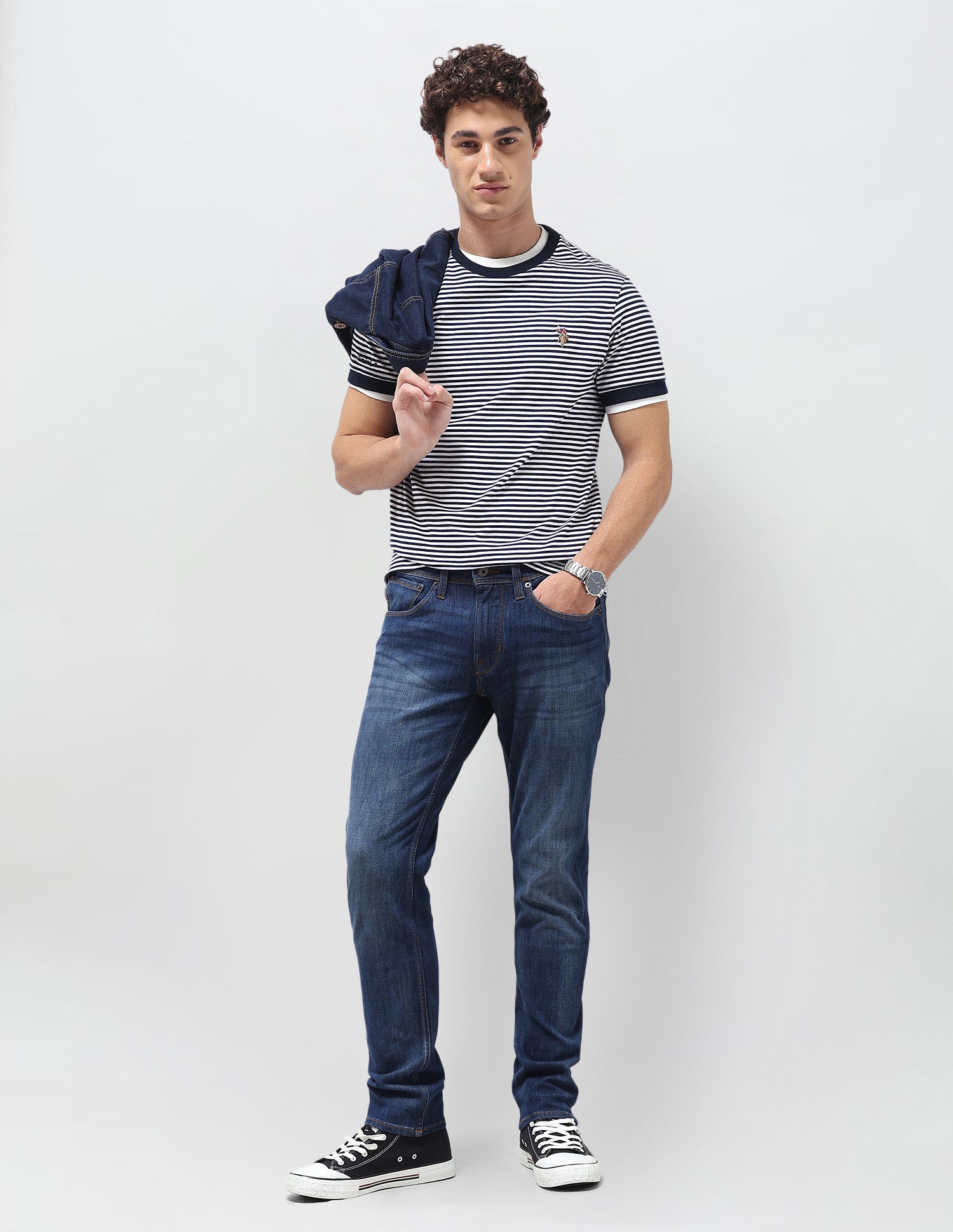 Brandon Slim Tapered Fit Blue Jeans Blue - U.S. Polo Assn. India | Large