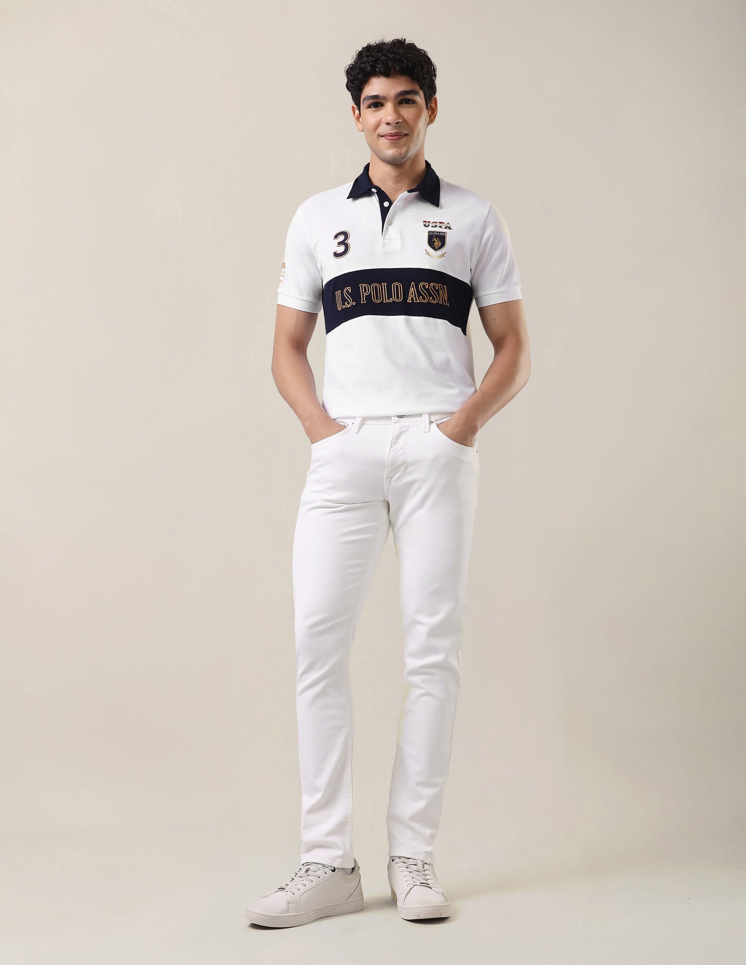 Brandon Slim Tapered Fit White Jeans White - U.S. Polo Assn. India | Large