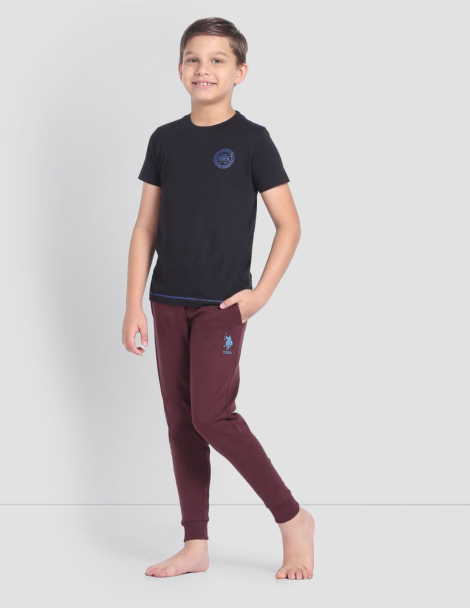 Mid Rise Drawstring Waist OKJ01 Joggers - Pack Of 1 Maroon - U.S. POLO ASSN. | Large