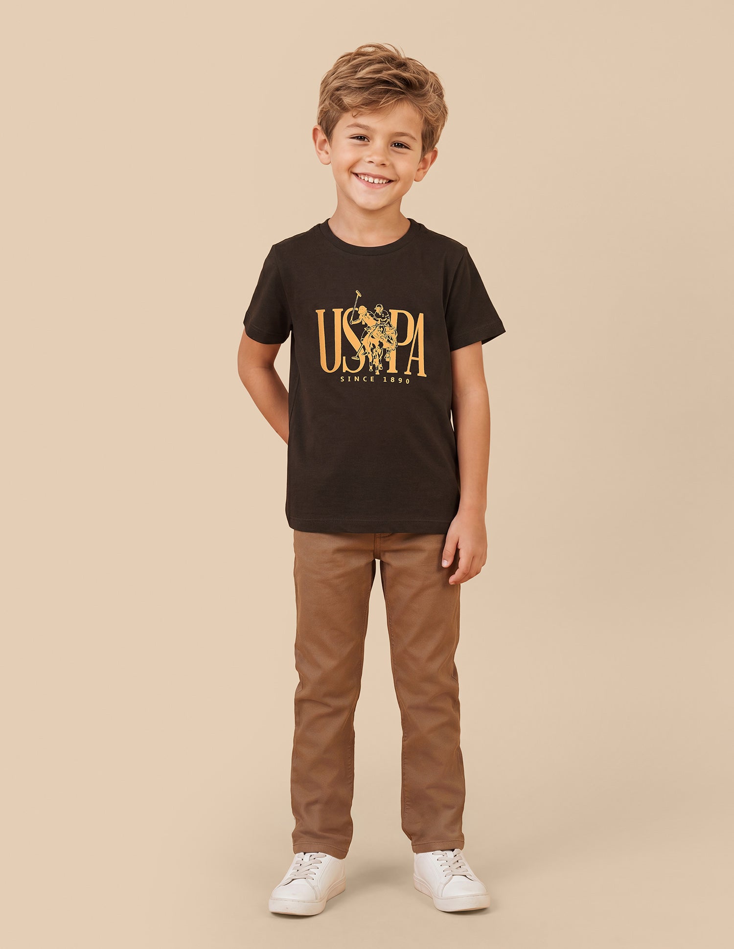 Brand Printed Regular Fit T-Shirt Brown - U.S. Polo Assn. India | Large