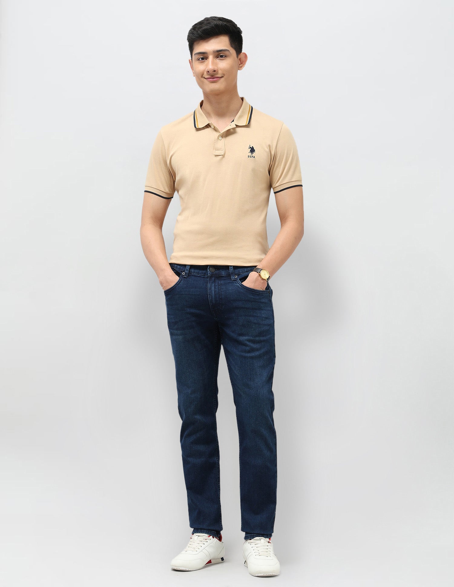 Brandon Slim Tapered Fit Blue Jeans Blue - U.S. Polo Assn. India | Large