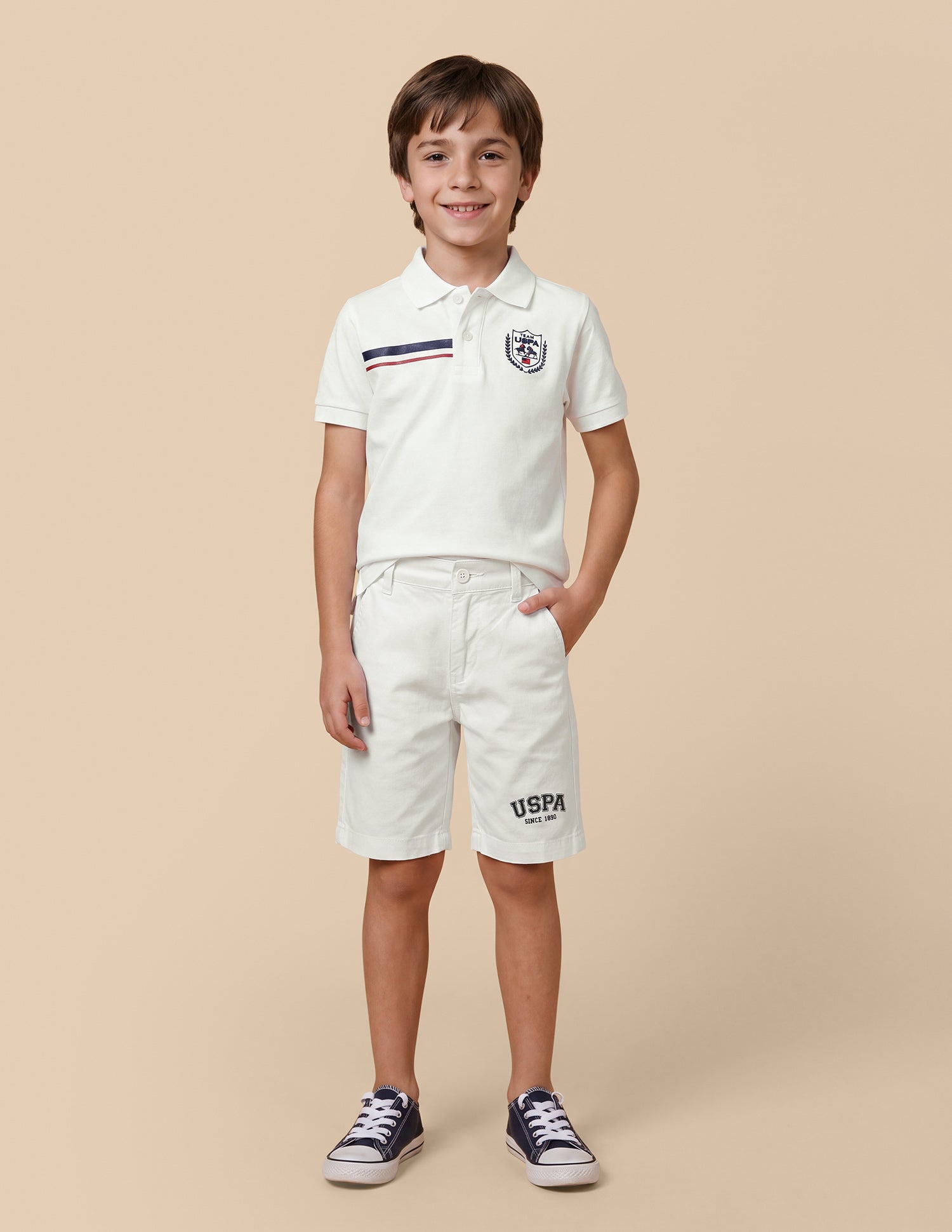 Mid Rise Relaxed Fit Shorts White - U.S. Polo Assn. India | Large