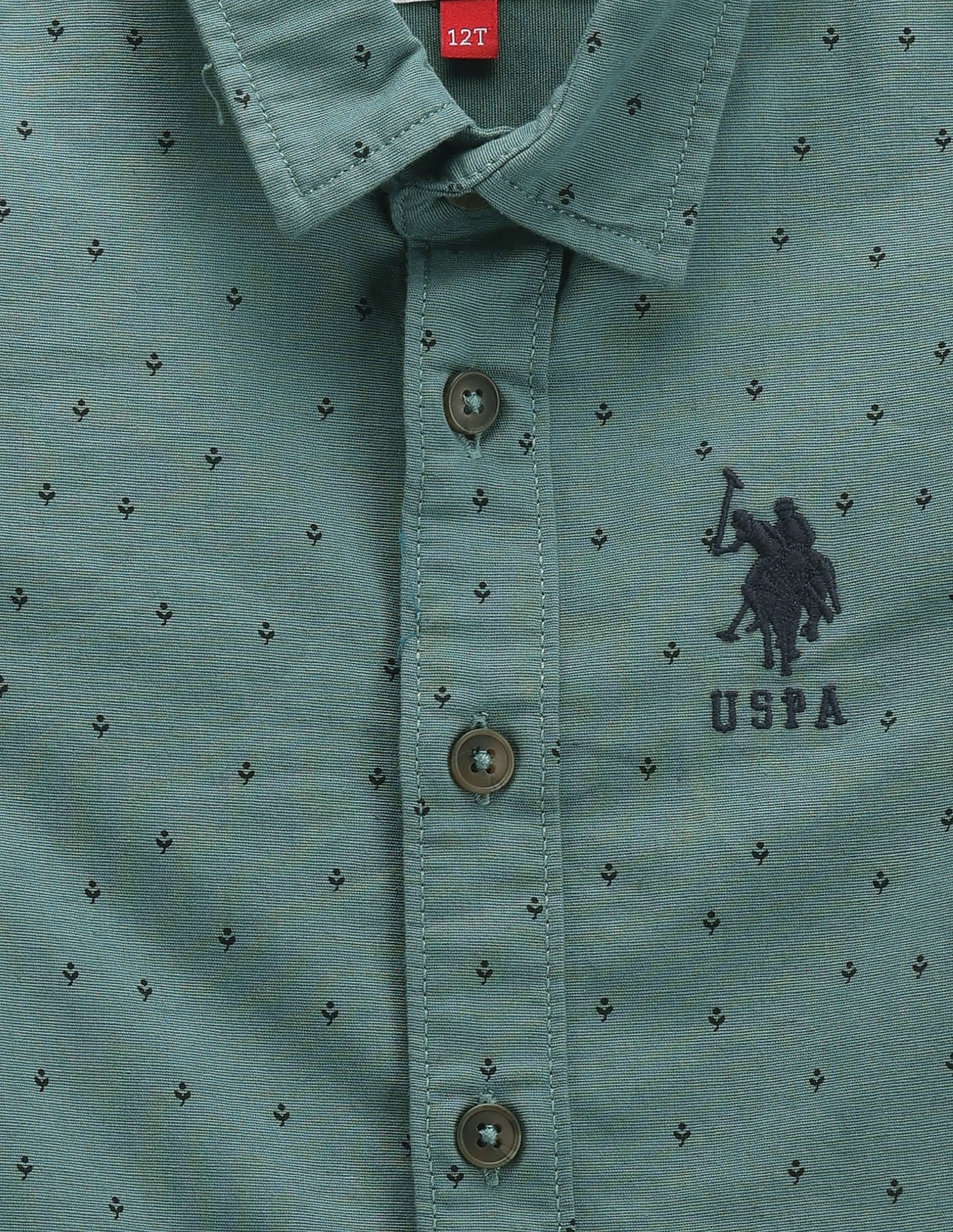 Boys Pure Cotton Shirt Green - U.S. POLO ASSN. | Large