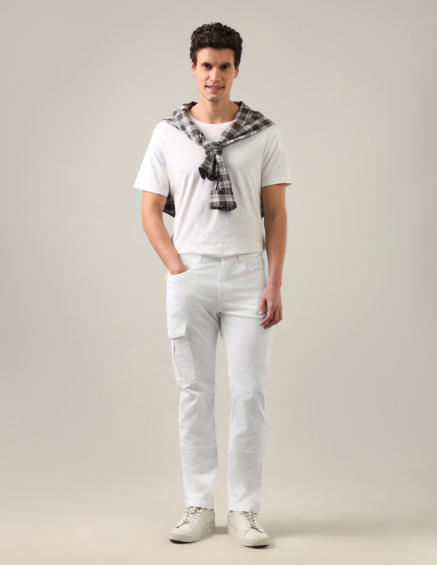 Harold Slim Straight Fit Twill Cargos White - U.S. Polo Assn. India | Large