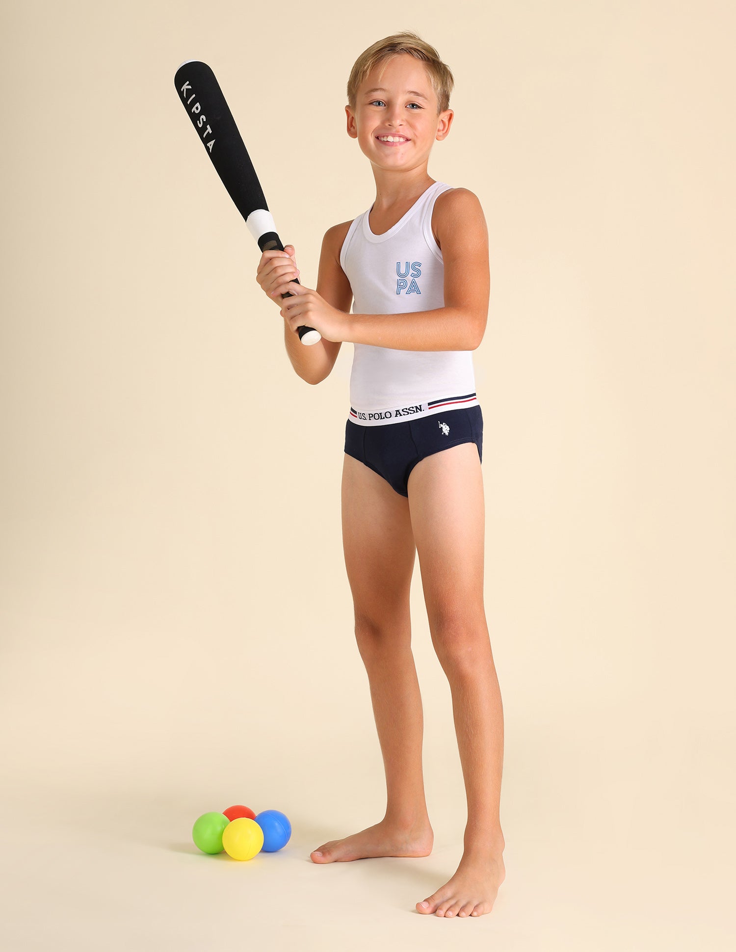 Mid Rise Cotton Spandex EKB03 Briefs - Pack Of 3 Black, White and Navy - U.S. POLO ASSN. | Large