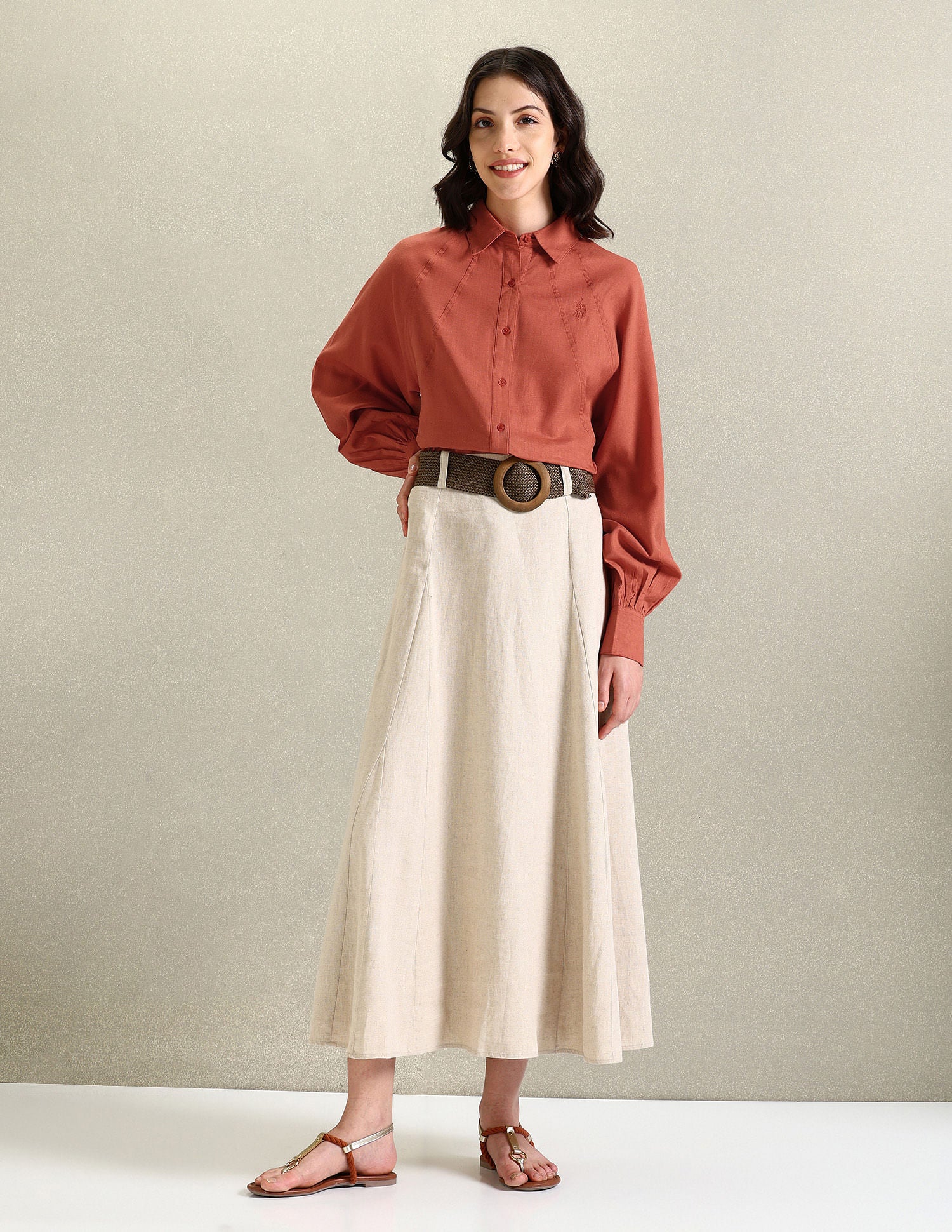 Spread Collar Loose Solid Shirt Rust - U.S. Polo Assn. India | Large