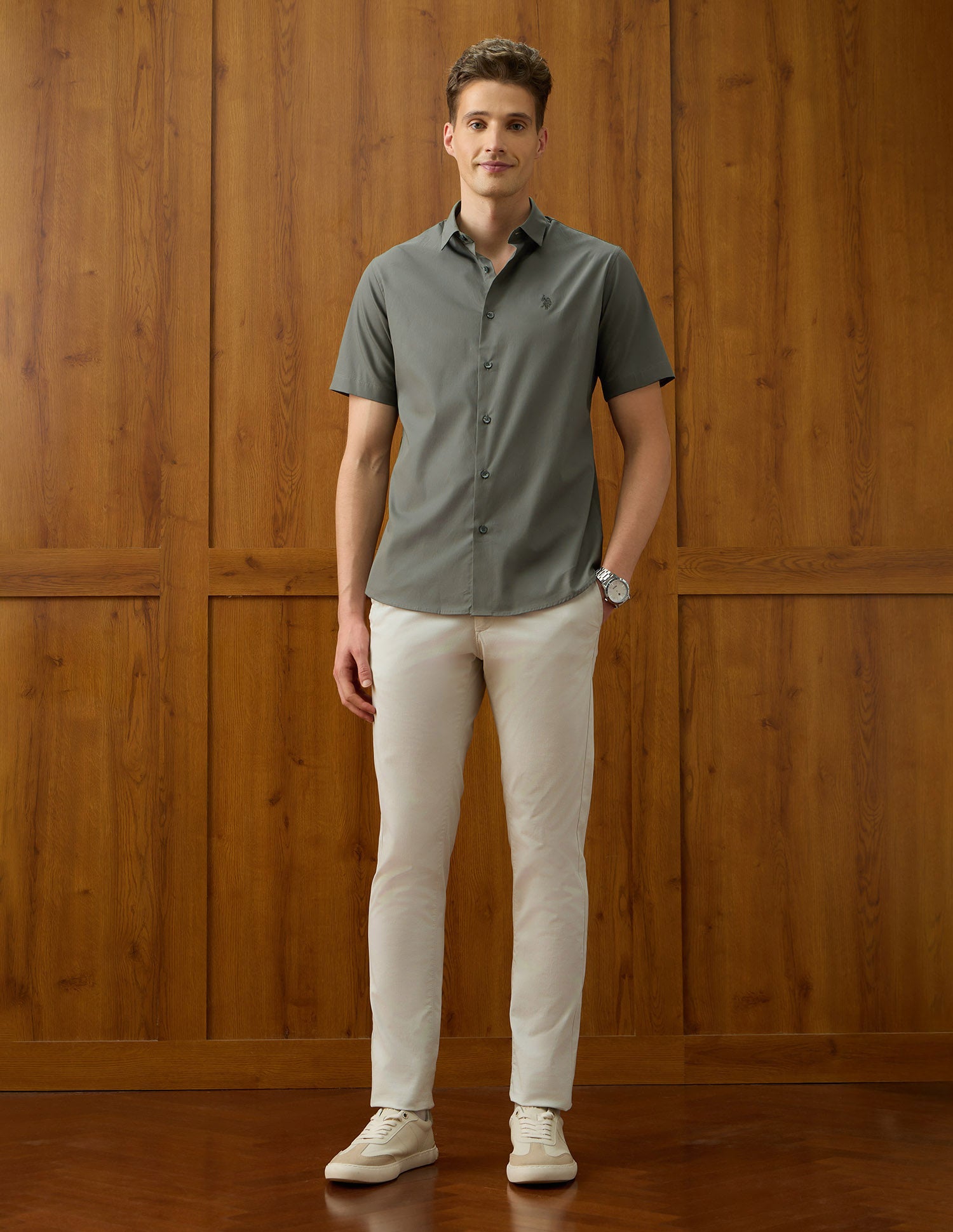 Tailored Fit Equestrian Aisle Theater Shirt Green - U.S. Polo Assn. India | Large