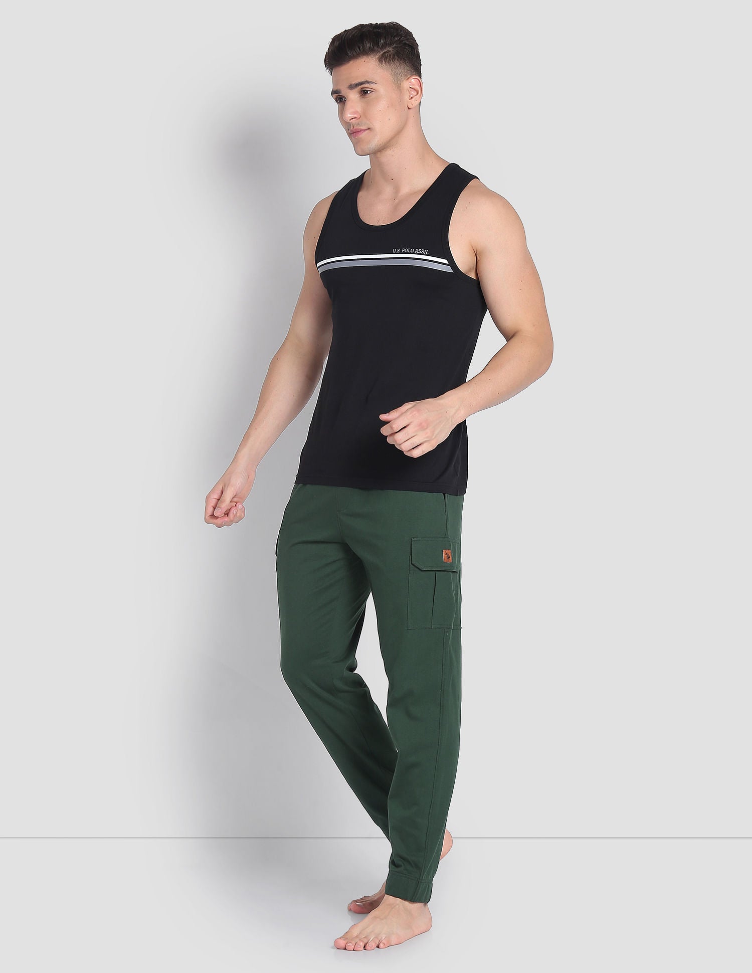 Lightweight Utility OJ002 Lounge Cargo Joggers - Pack Of 1 Bottle Green - U.S. POLO ASSN. | Large