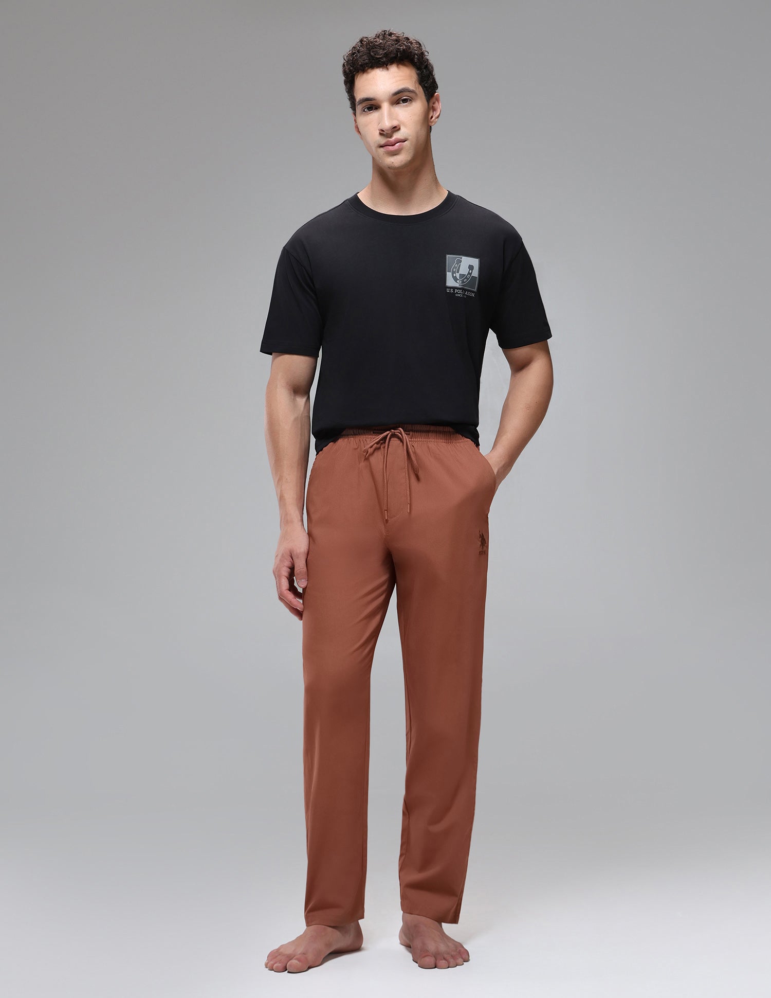 Midrise Pure Cotton OELP1 Pyjamas Maple Syrup - U.S. Polo Assn. India | Large