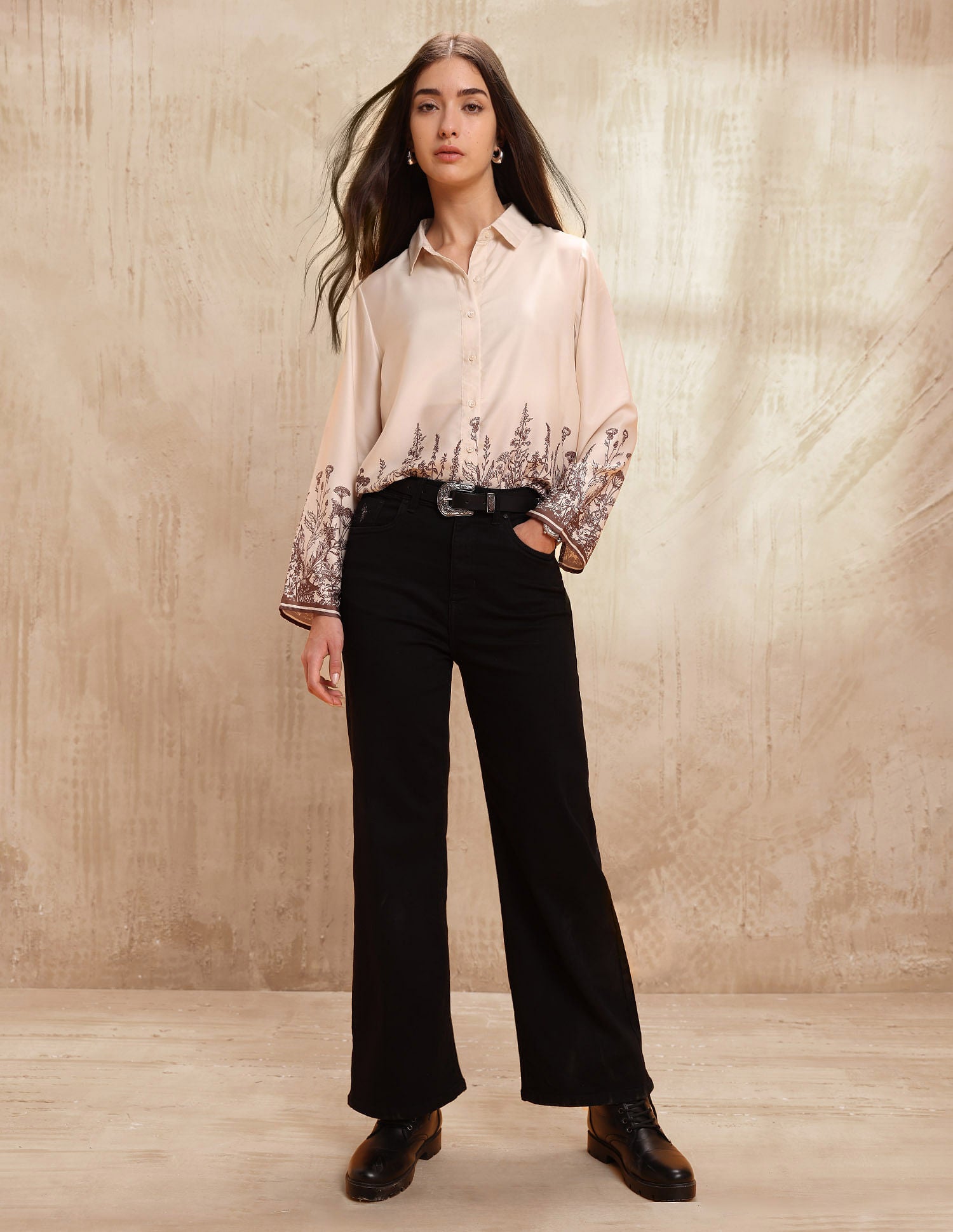 High Rise Wide Leg Jeans Jet Black - U.S. Polo Assn. India | Large
