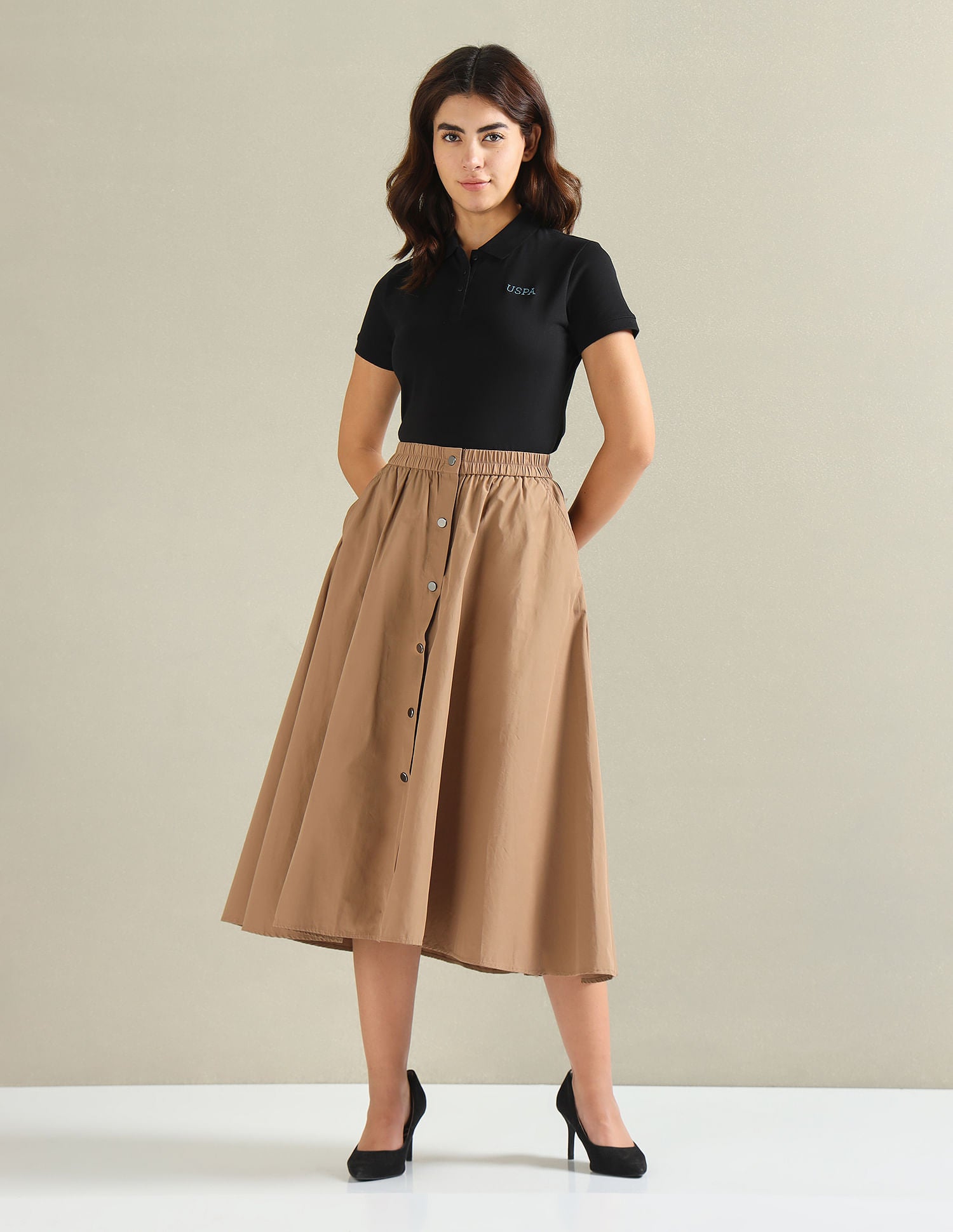 Rice Stitch Logo Polo Shirt Black - U.S. POLO ASSN. | Large