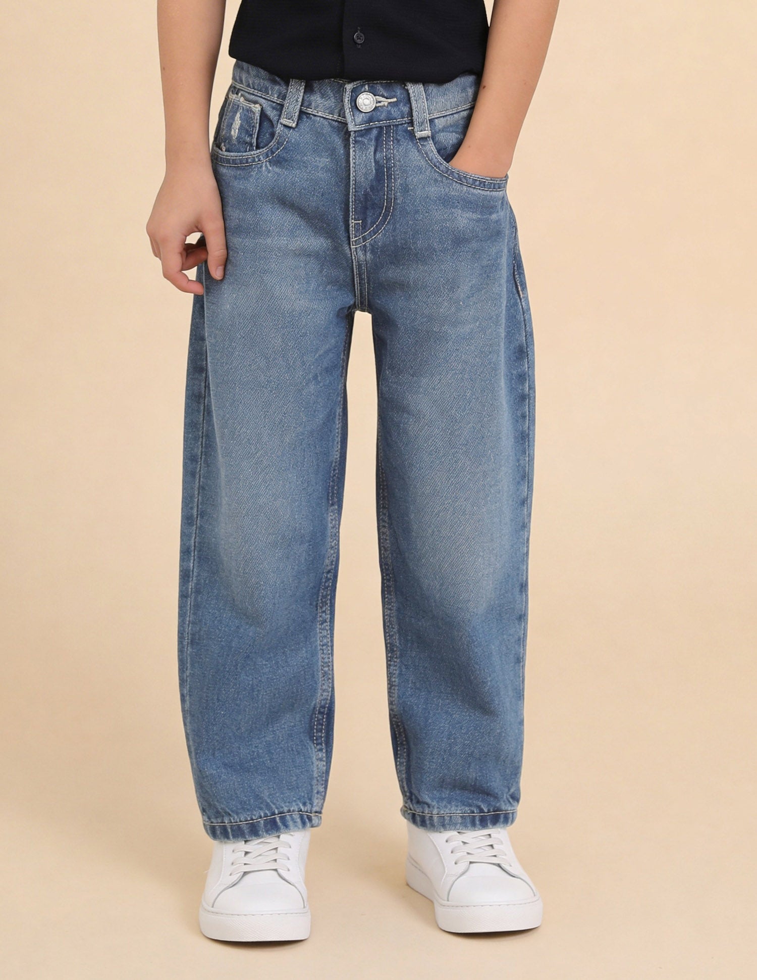 Whiskered Baggy Fit Jeans Dark Blue - U.S. Polo Assn. India | Large