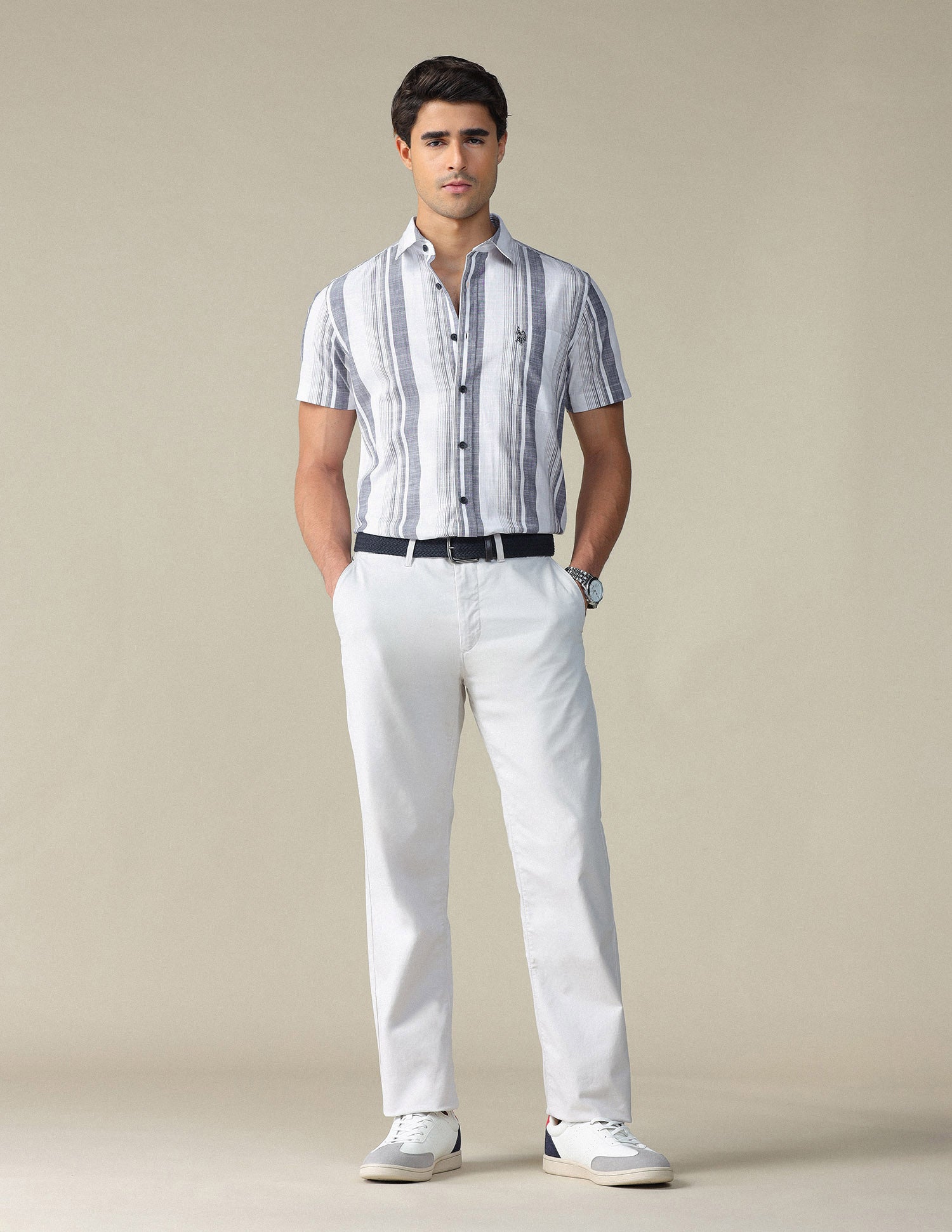 Vertical Striped Pure Cotton Shirt Navy - U.S. POLO ASSN. | Large