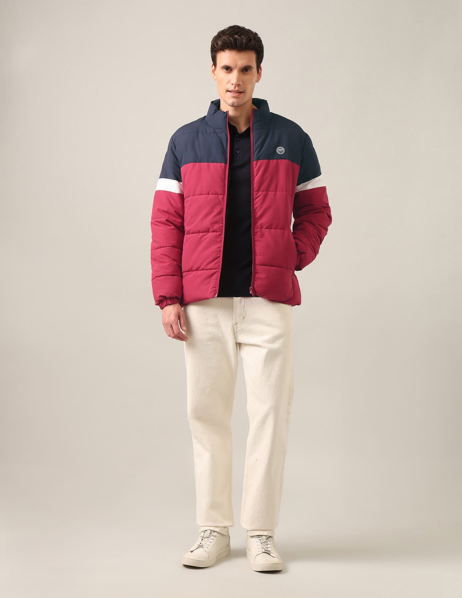 High Neck Colour Block Jacket Navy and Red - U.S. Polo Assn. India | Large