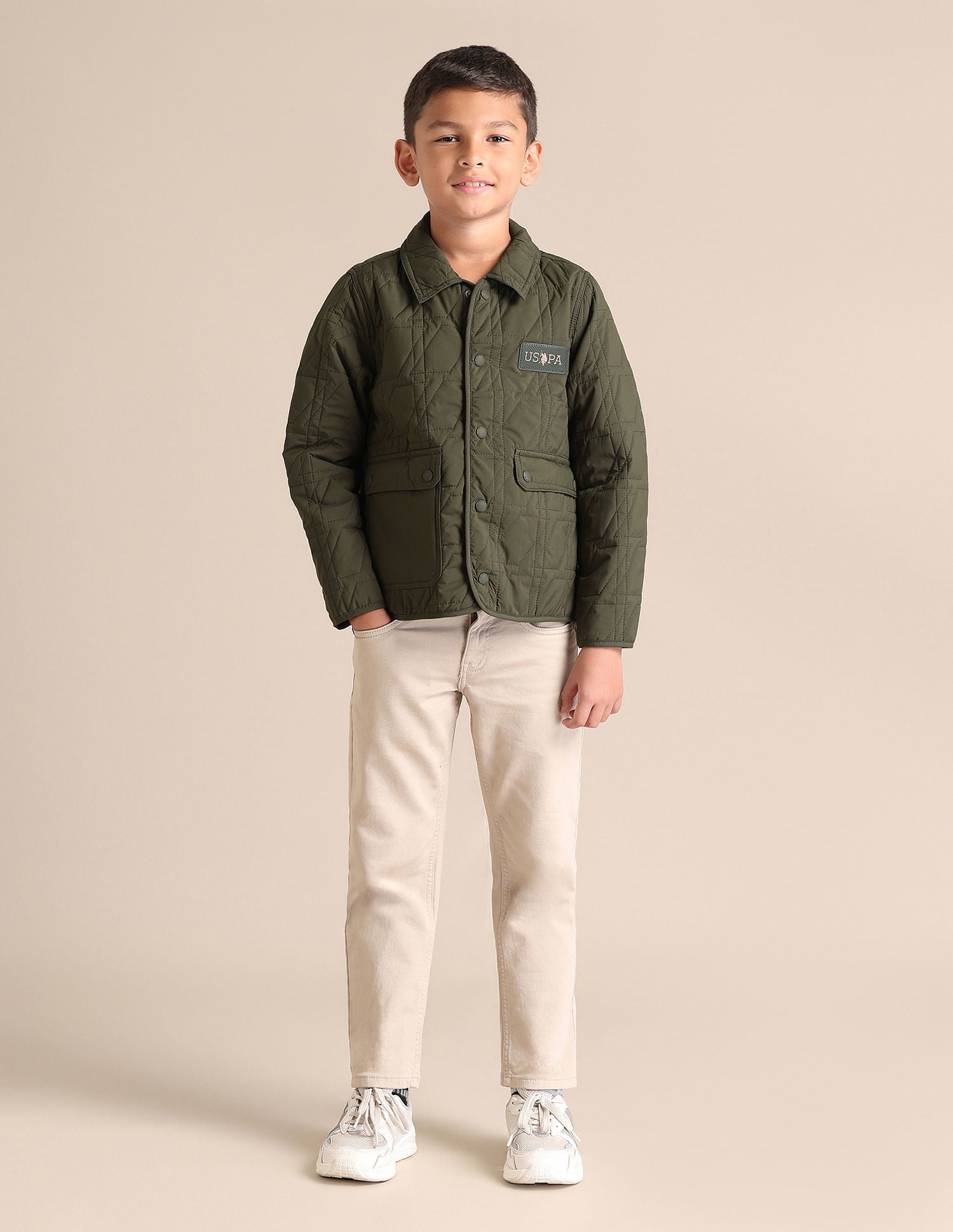 Boys Solid Spread Collar Jacket Kombu Green - U.S. POLO ASSN. | Large