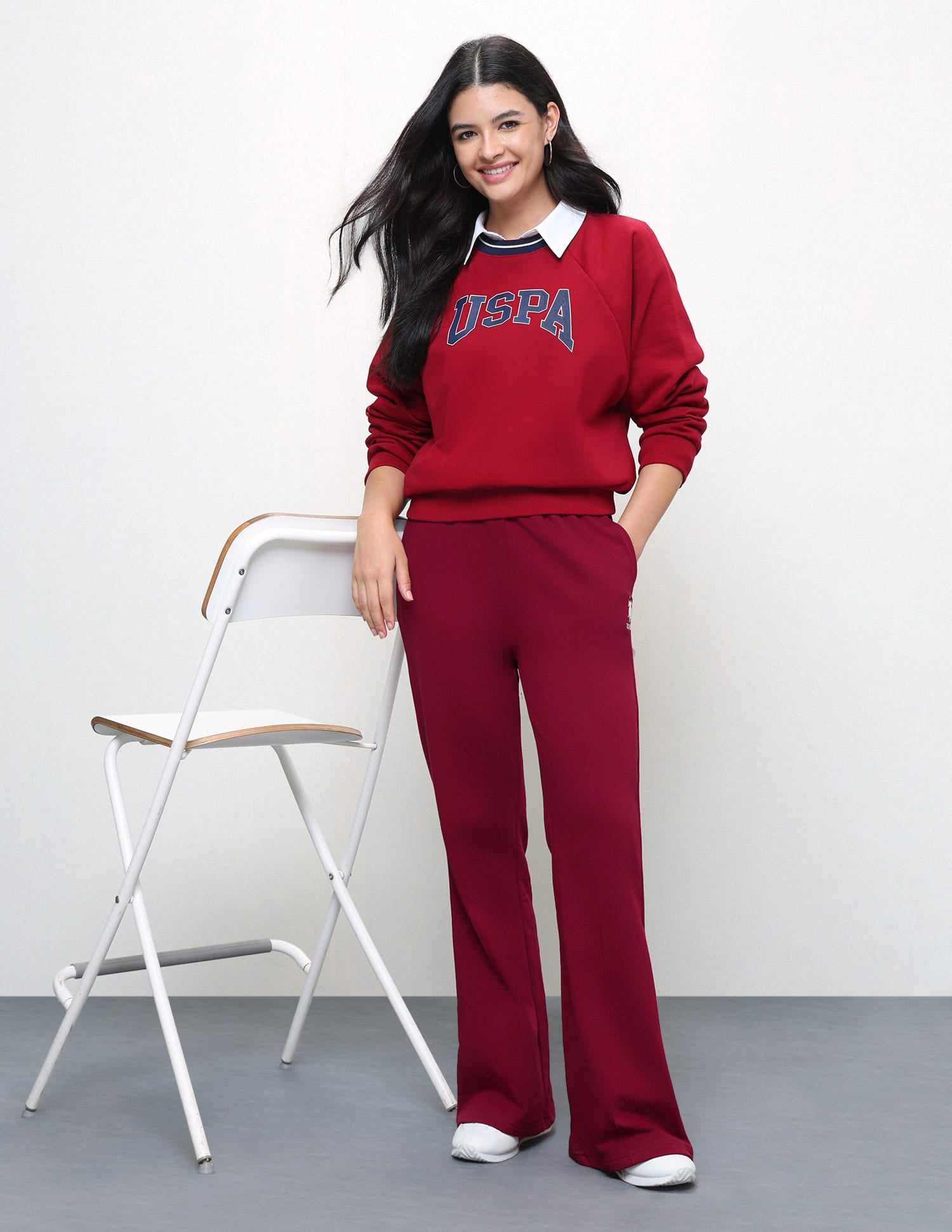 High Rise Flared Fit Sweatpants Red - U.S. Polo Assn. India | Large
