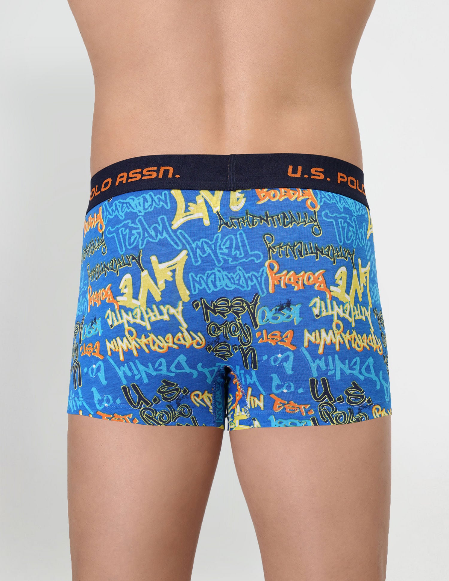 Brushed Elastic Cotton Stretch IYAK Trunks - Pack Of 2 Blue and Orange - U.S. POLO ASSN. | Large