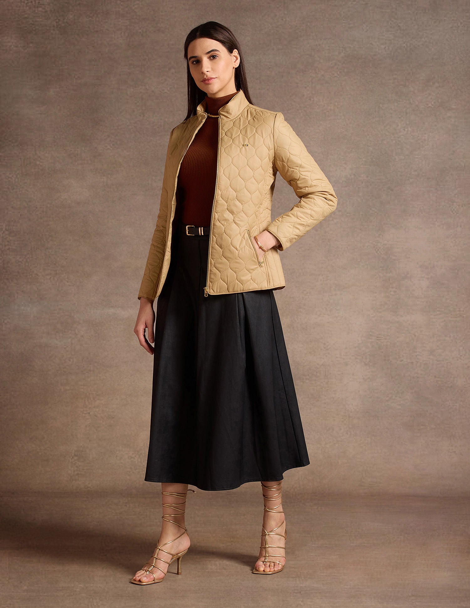 High Neck Puffer Jacket Beige - U.S. POLO ASSN. | Large