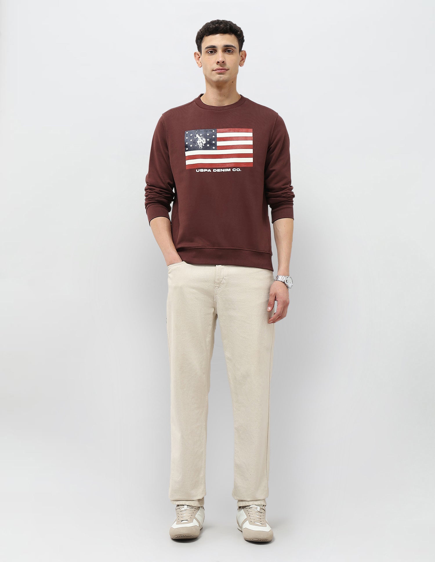 Graphic Printed Regular Fit Sweatshirt Maroon - U.S. POLO ASSN. | Large