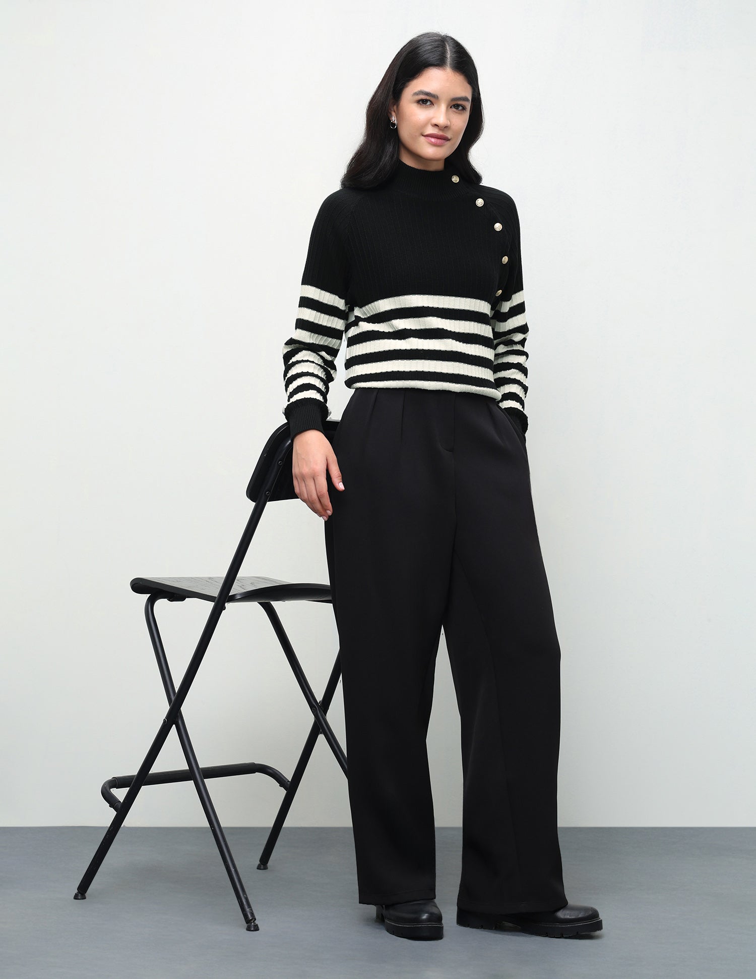 Horizontal Striped Regular Fit Sweater Multicolour - U.S. Polo Assn. India | Large