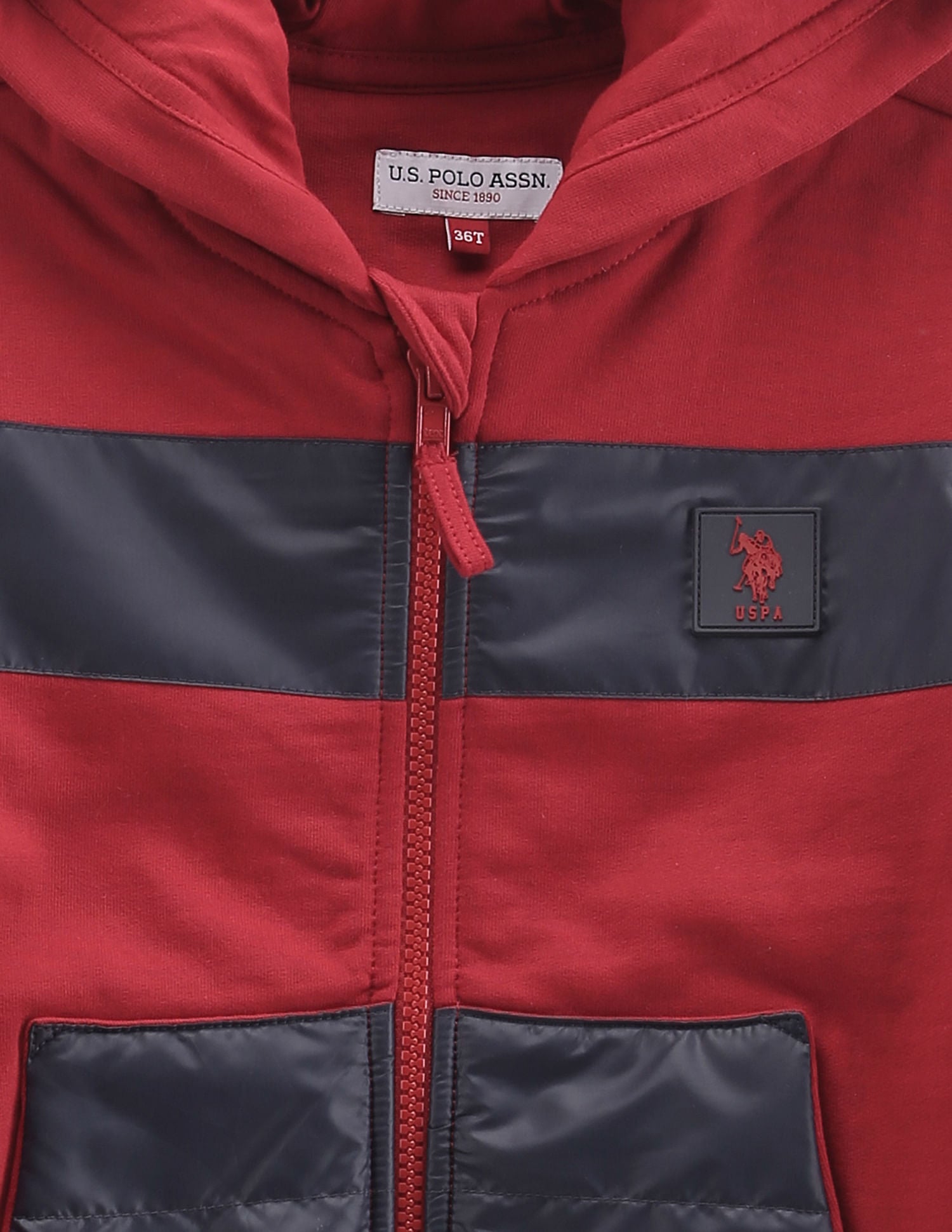 Boys Colour Block Hooded Sweatshirt Red - U.S. POLO ASSN. | Large