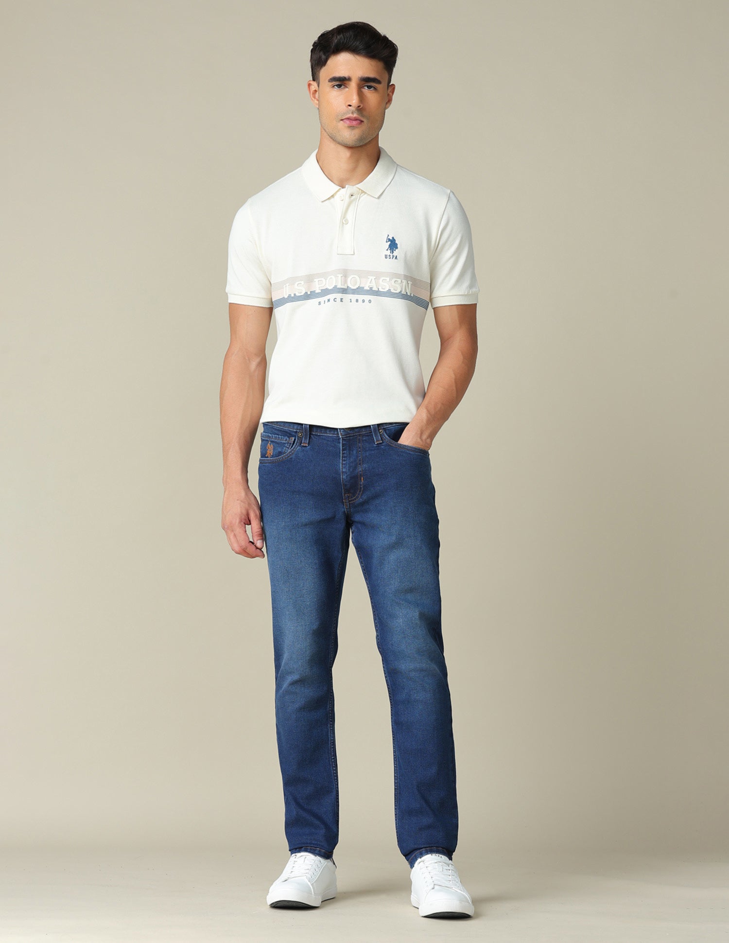 Brandon Slim Tapered Fit Blue Jeans Indigo - U.S. POLO ASSN. | Large