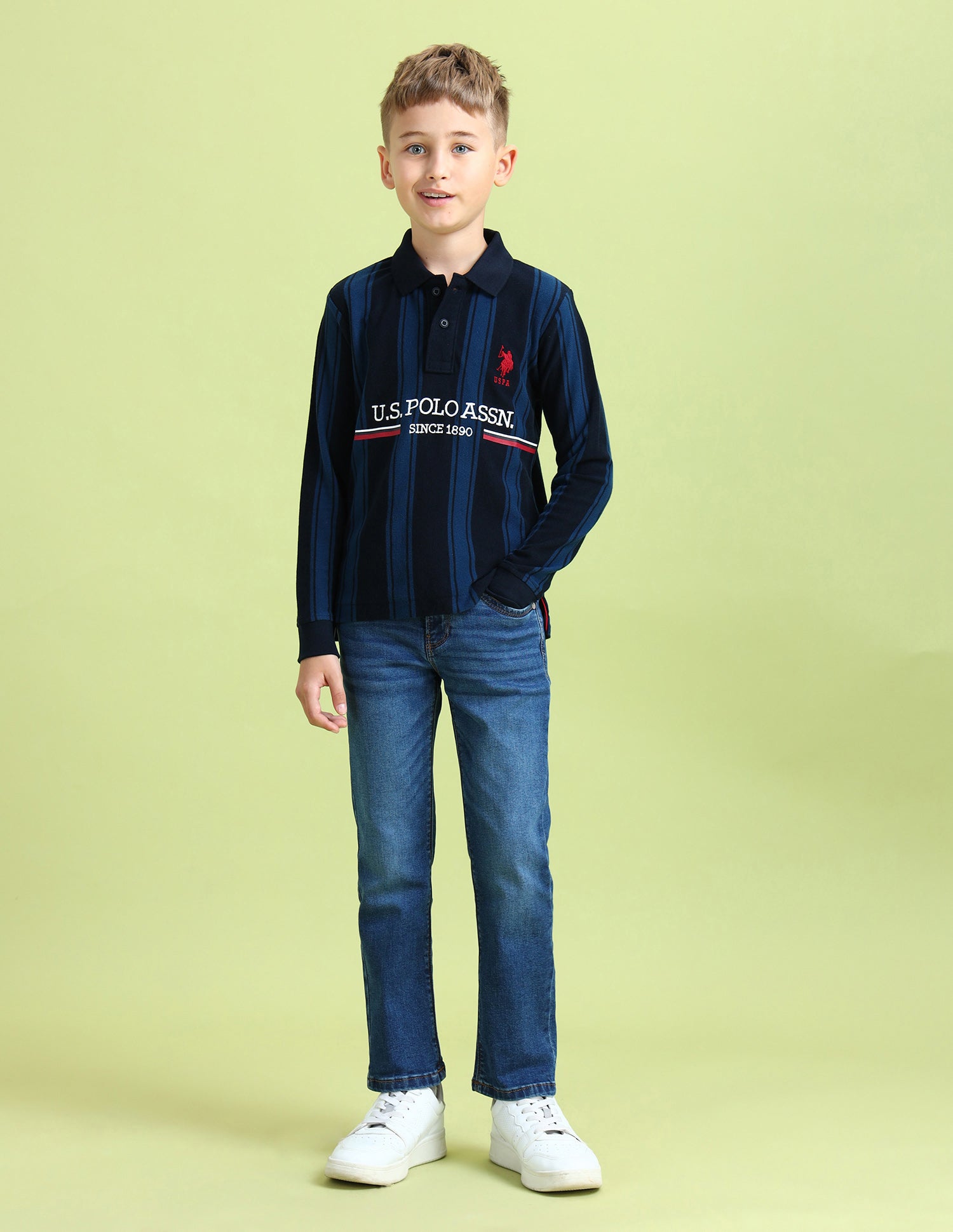 Boys Graphic Printed Regular Fit Polo Shirts Navy - U.S. Polo Assn. India | Large