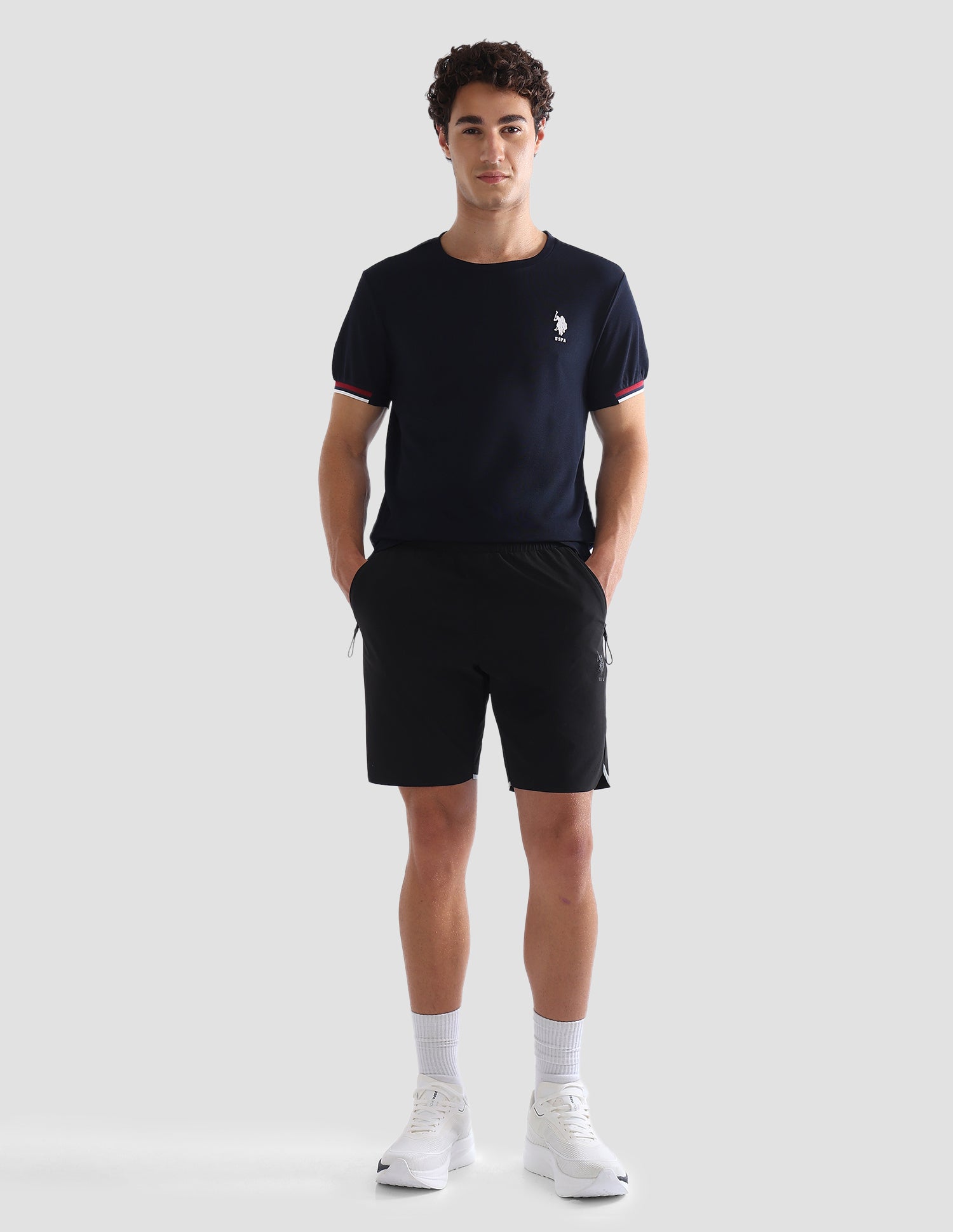 Solid Slim Fit Active T-Shirt Navy - U.S. Polo Assn. India | Large