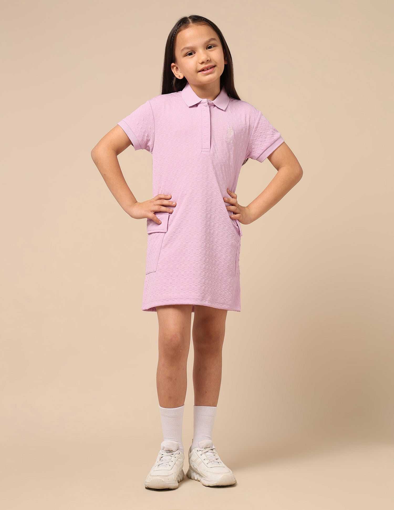 Girls Textured T-Shirt Dress Light Pink - U.S. POLO ASSN. | Large
