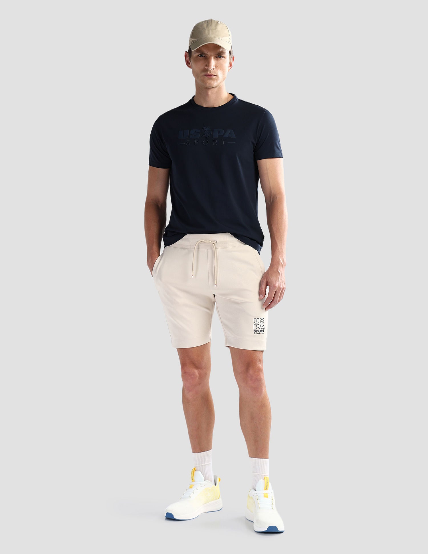 Brand Print Cotton Blend T-Shirt Navy - U.S. Polo Assn. India | Large