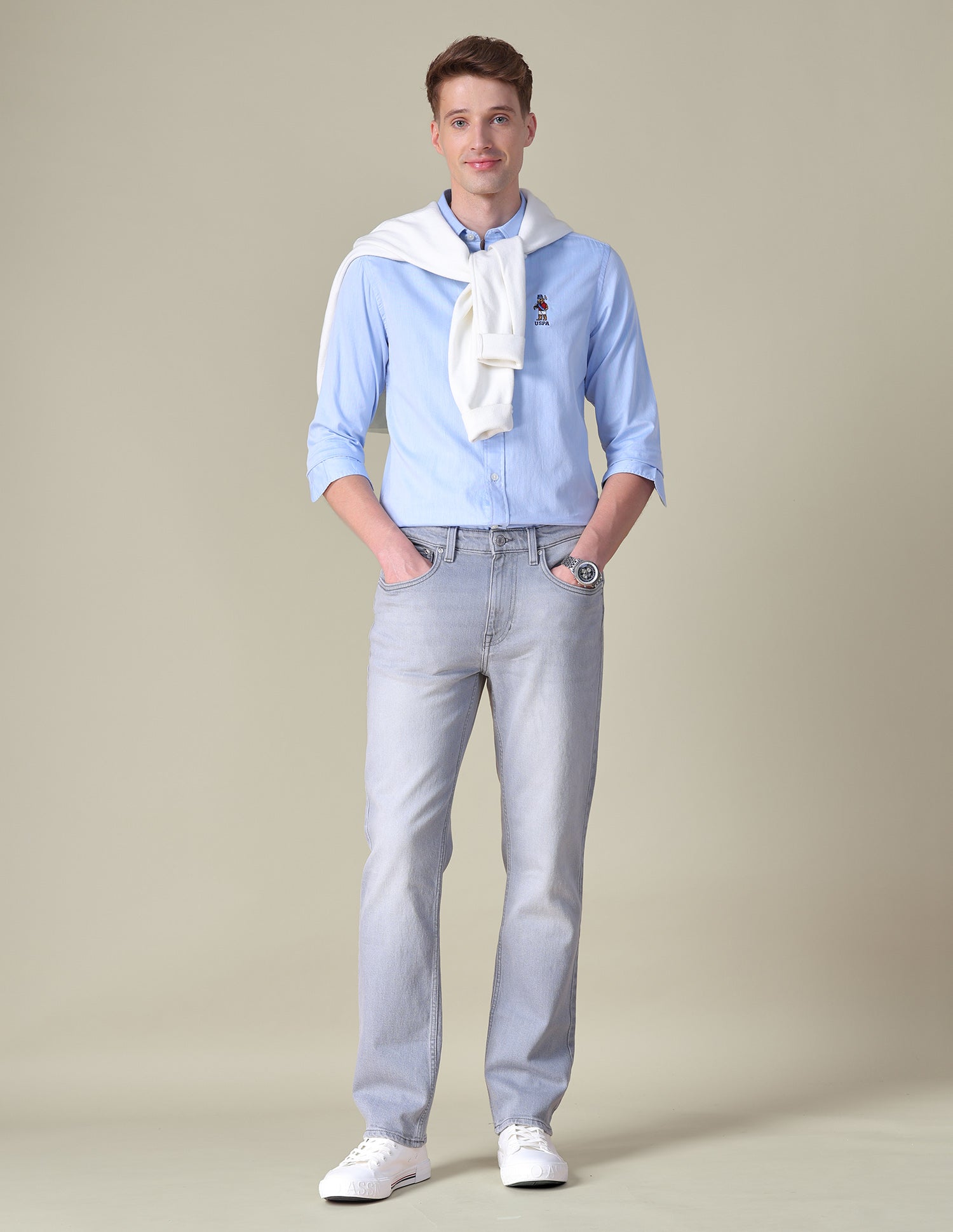 Twill Tailored Fit Shirt Blue - U.S. POLO ASSN. | Large