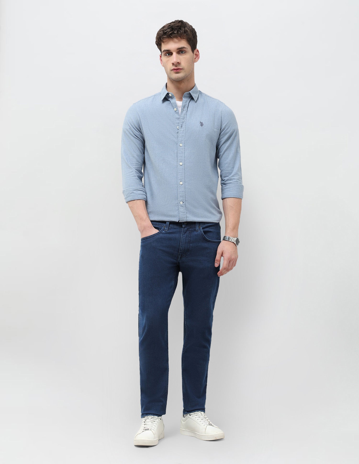 Brandon Slim Tapered Fit Blue Jeans Indigo - U.S. POLO ASSN. | Large