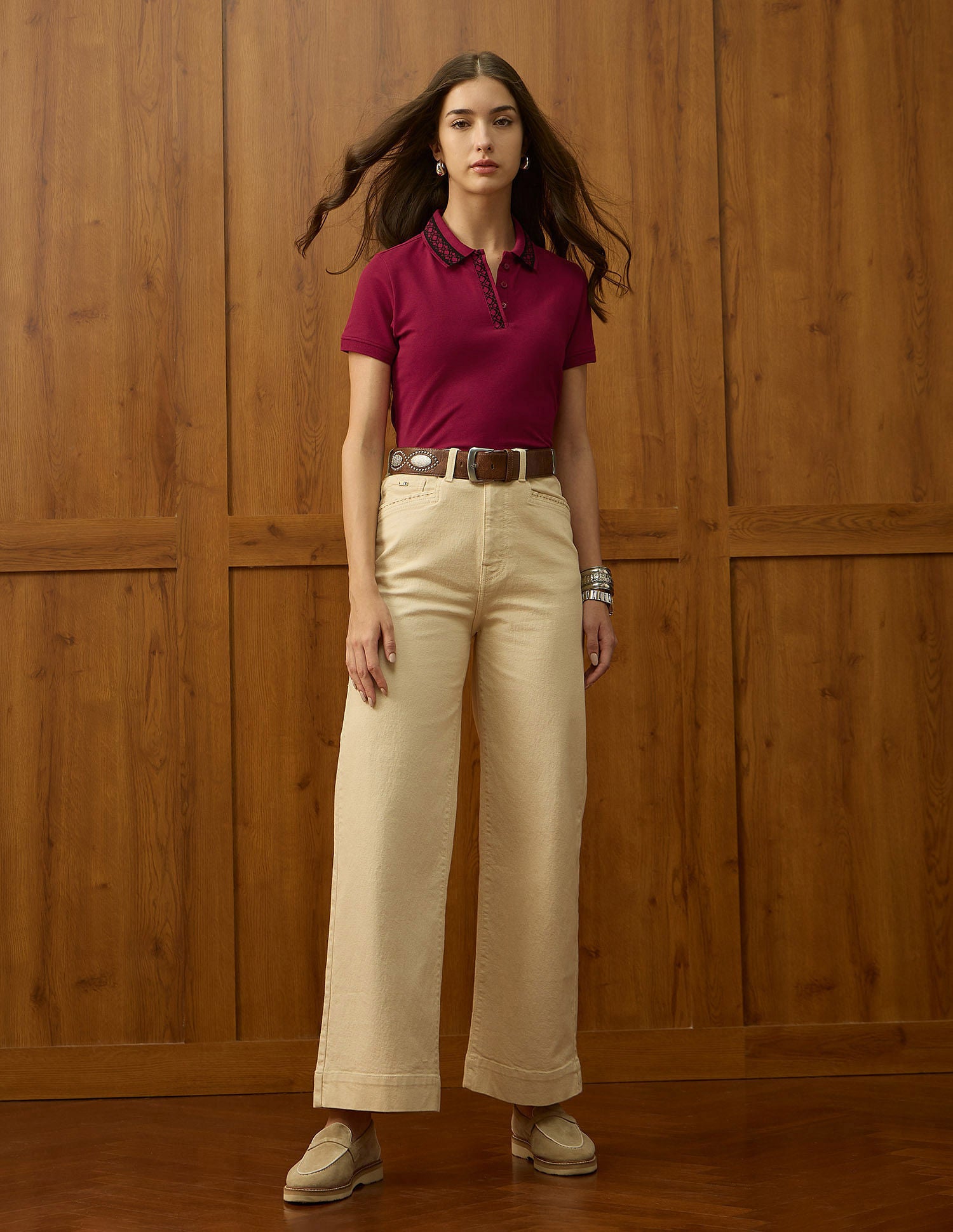 Jacquard Collar Solid Polo Shirt Dark Red - U.S. POLO ASSN. | Large