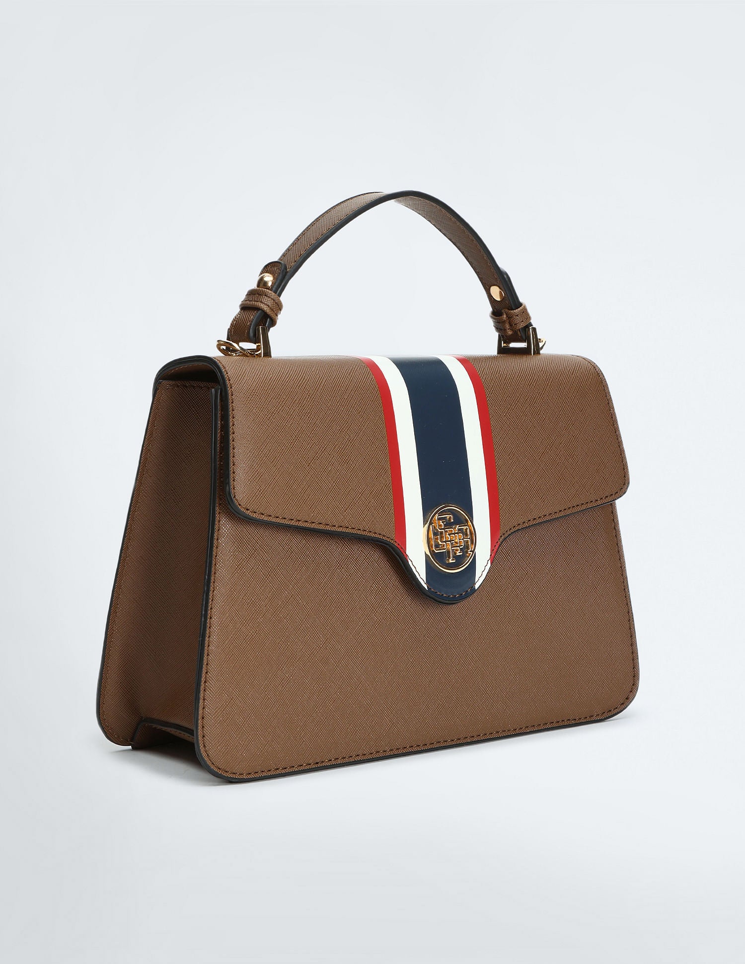 Signature Stripe Structured Sling Bag Brown - U.S. POLO ASSN. | Large