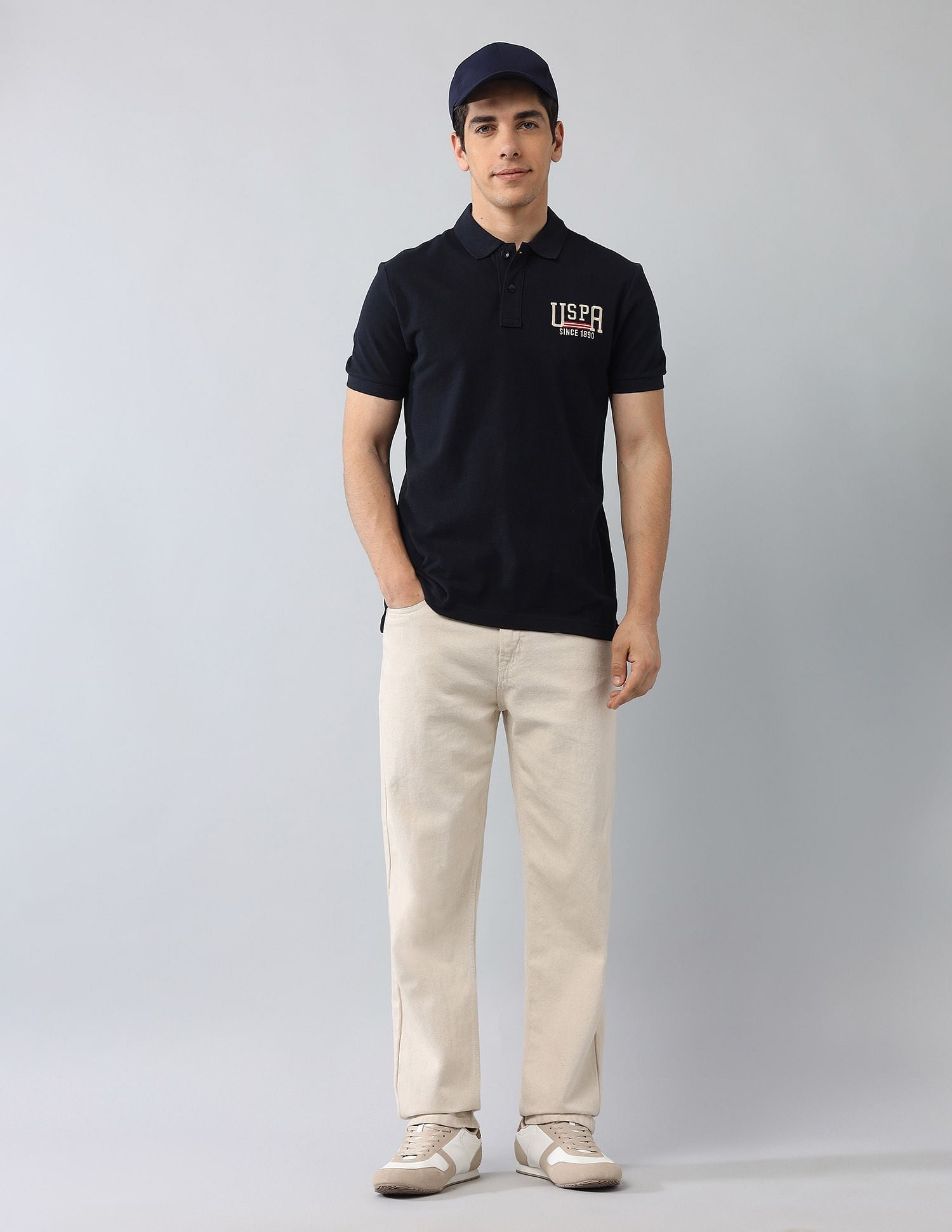 Muscle Fit Brand Printed Polo Shirt Navy - U.S. Polo Assn. India | Large
