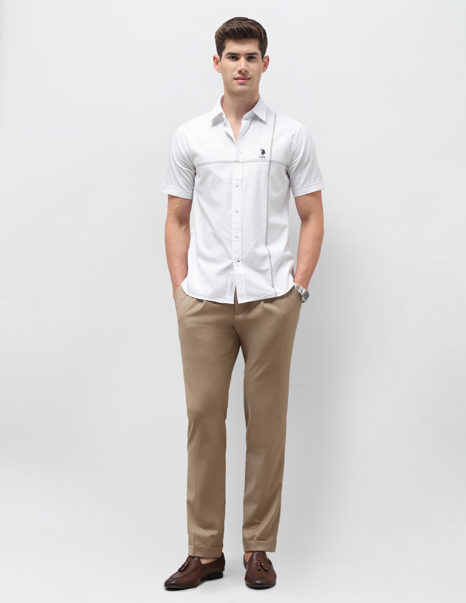 Twill Regular Fit Shirt White - U.S. Polo Assn. India | Large
