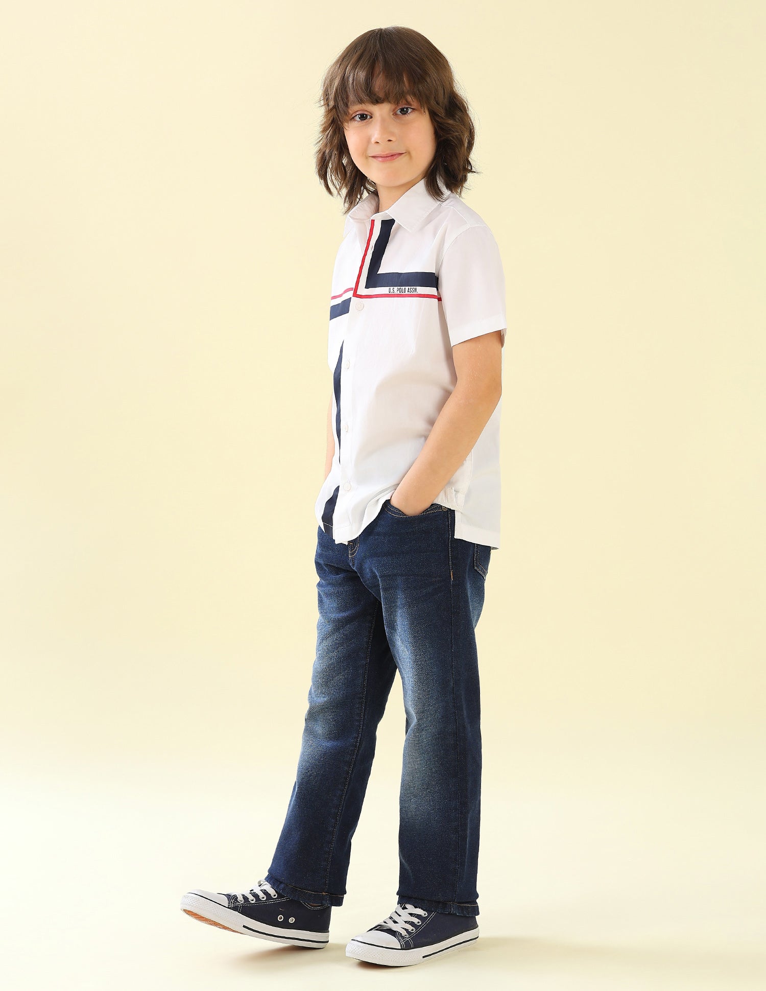 Vertical Striped Regular Fit Shirt White - U.S. Polo Assn. India | Large