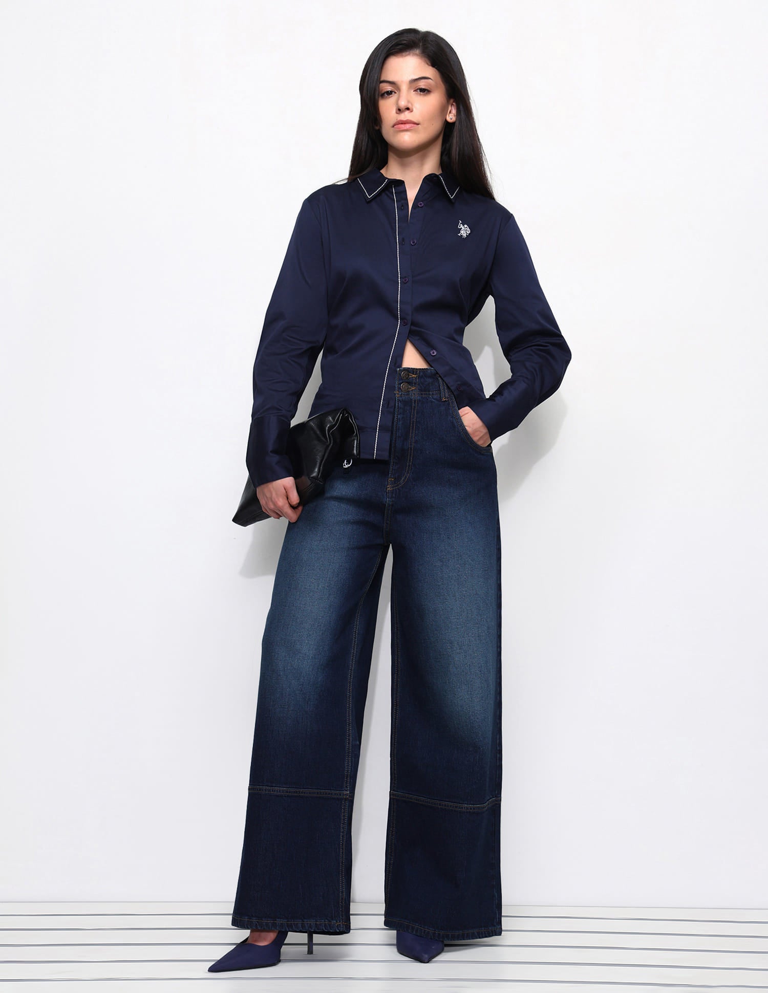 High Rise Baggy Fit Jeans Blue - U.S. Polo Assn. India | Large