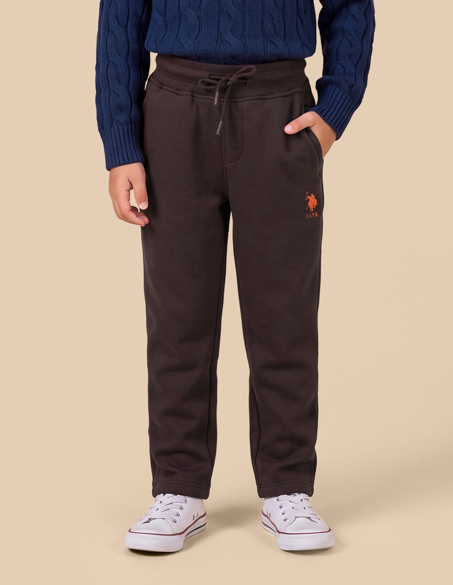 Solid Regular Fit Track Pants Brown - U.S. Polo Assn. India | Large