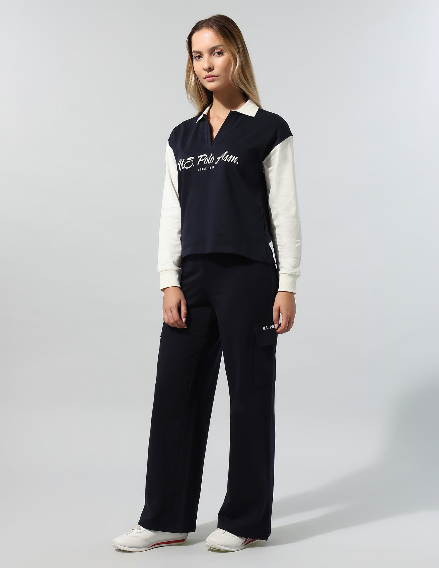 Colourblocked Brand Printed Sweatshirt Blue - U.S. Polo Assn. India | Large