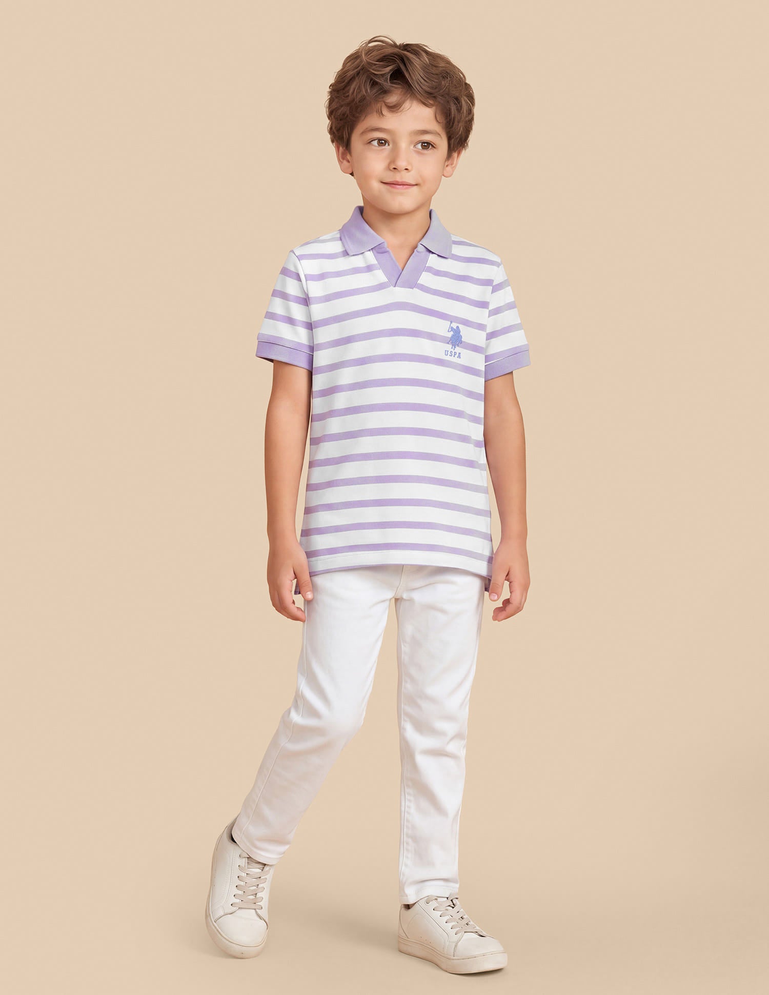 Horizontal Striped Regular Fit Polo Shirt Purple - U.S. Polo Assn. India | Large