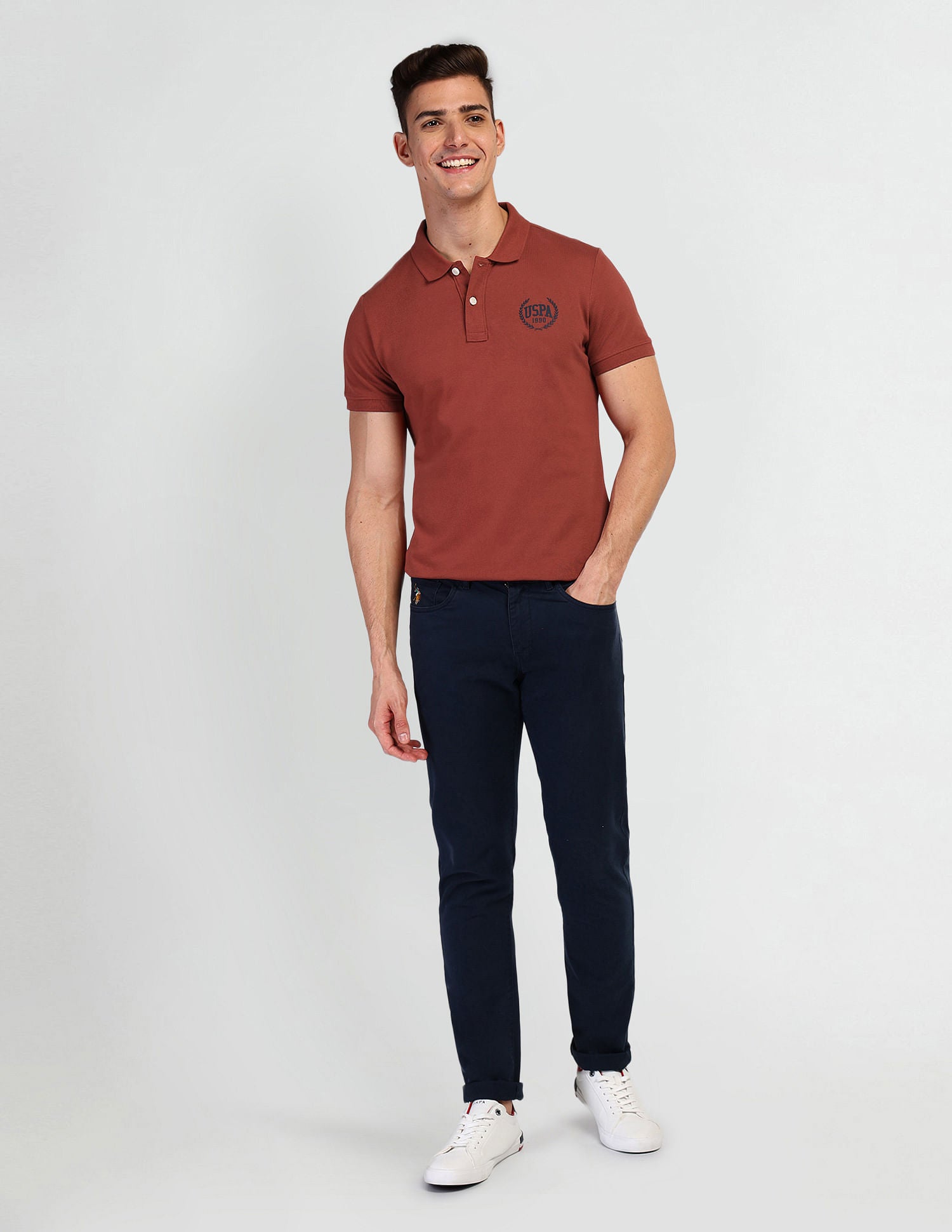 Brand Print Polo Shirt Red - U.S. Polo Assn. India | Large
