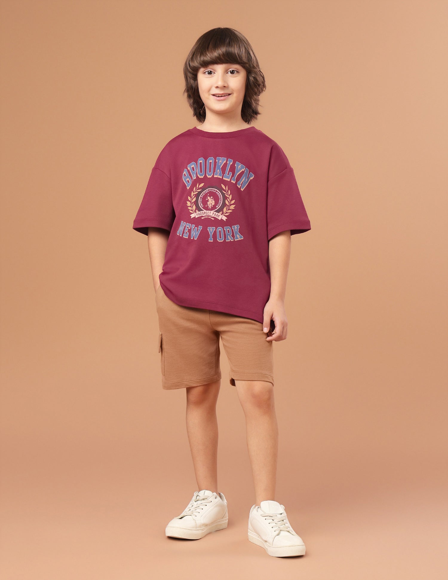 Graphic Printed Oversized Fit T-Shirt Maroon - U.S. Polo Assn. India | Large