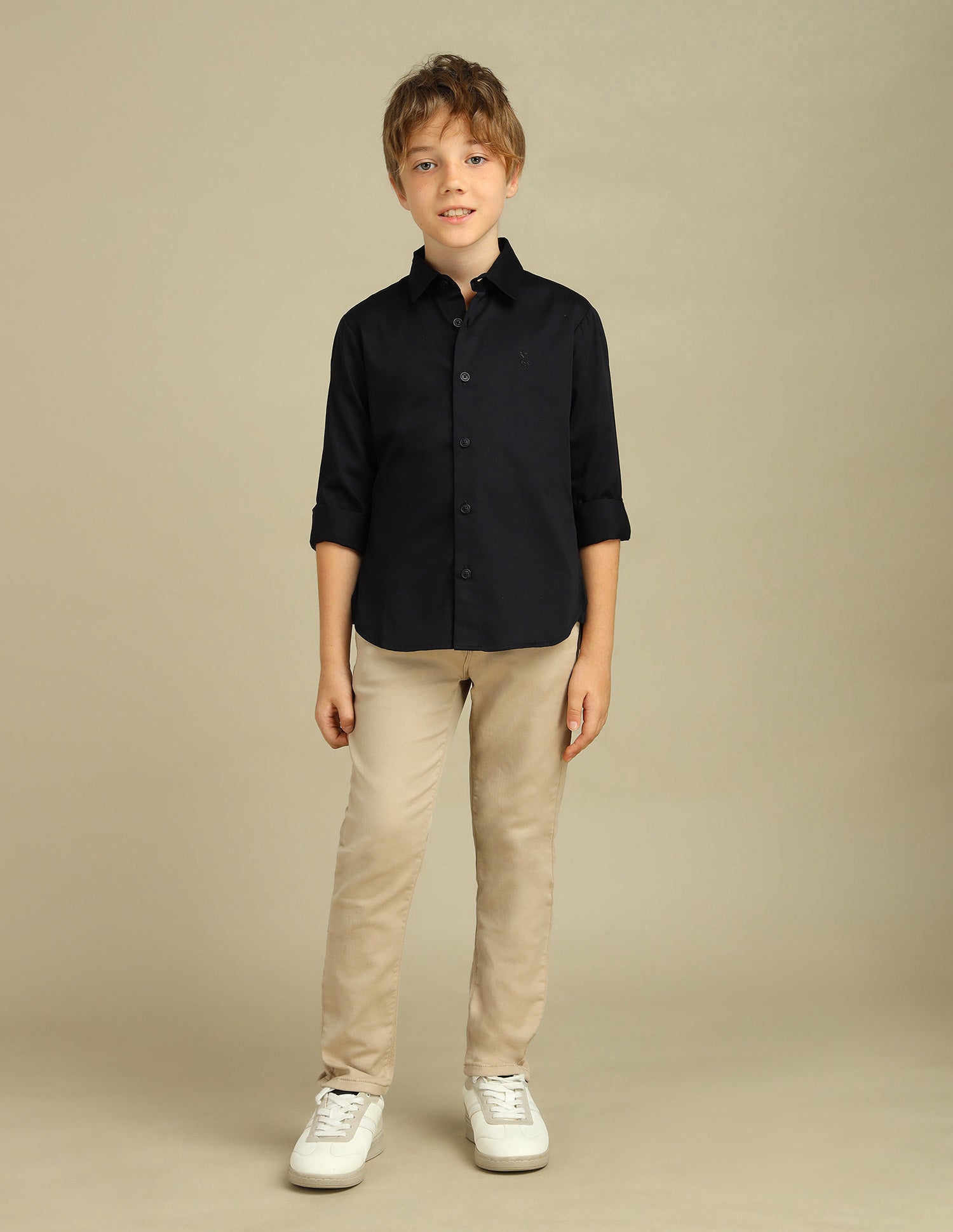 Boys Sateen Cotton Shirt Black - U.S. Polo Assn. India | Large
